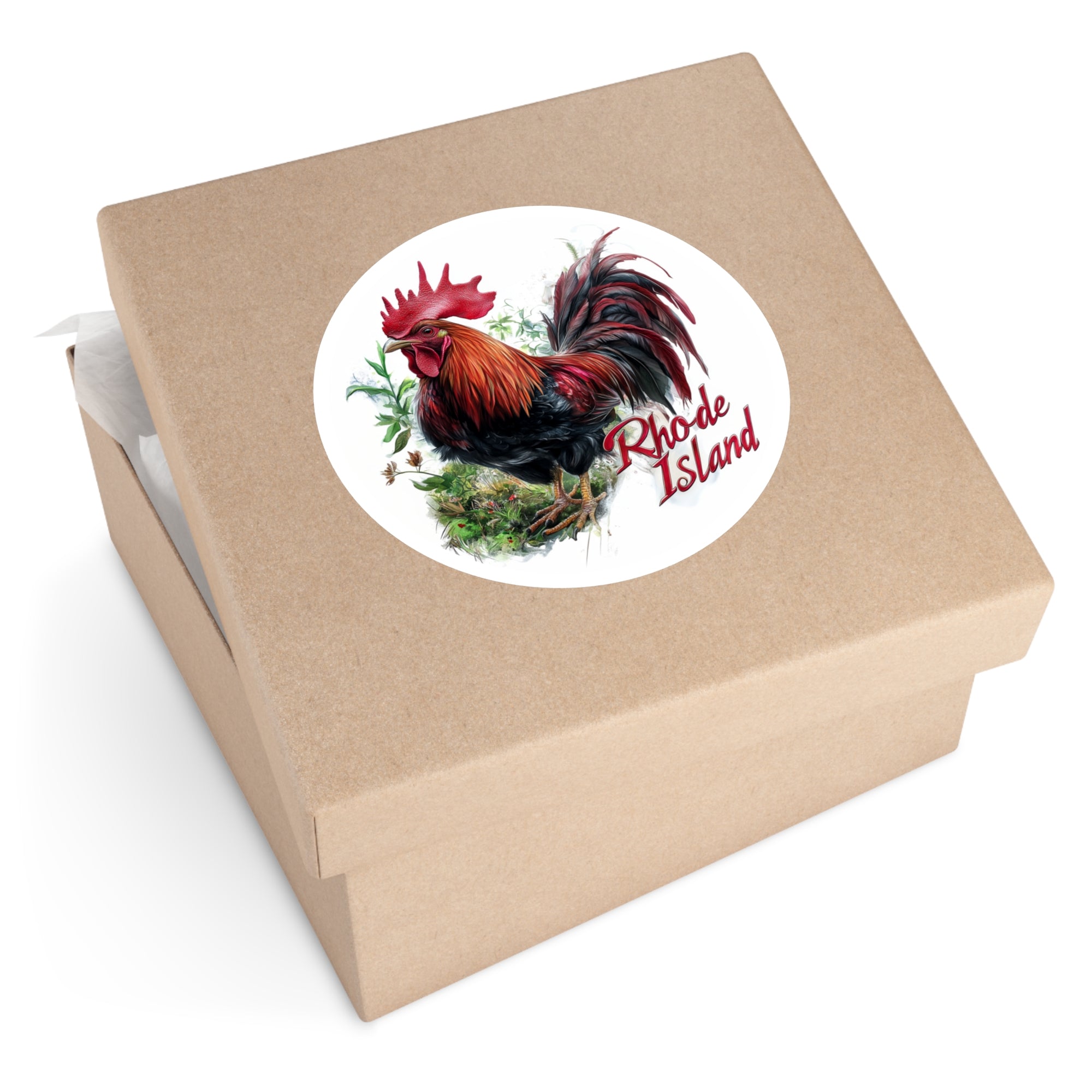 Rhode Island Red Sticker, State Bird Design, Farm Animal Art, Rustic Scene