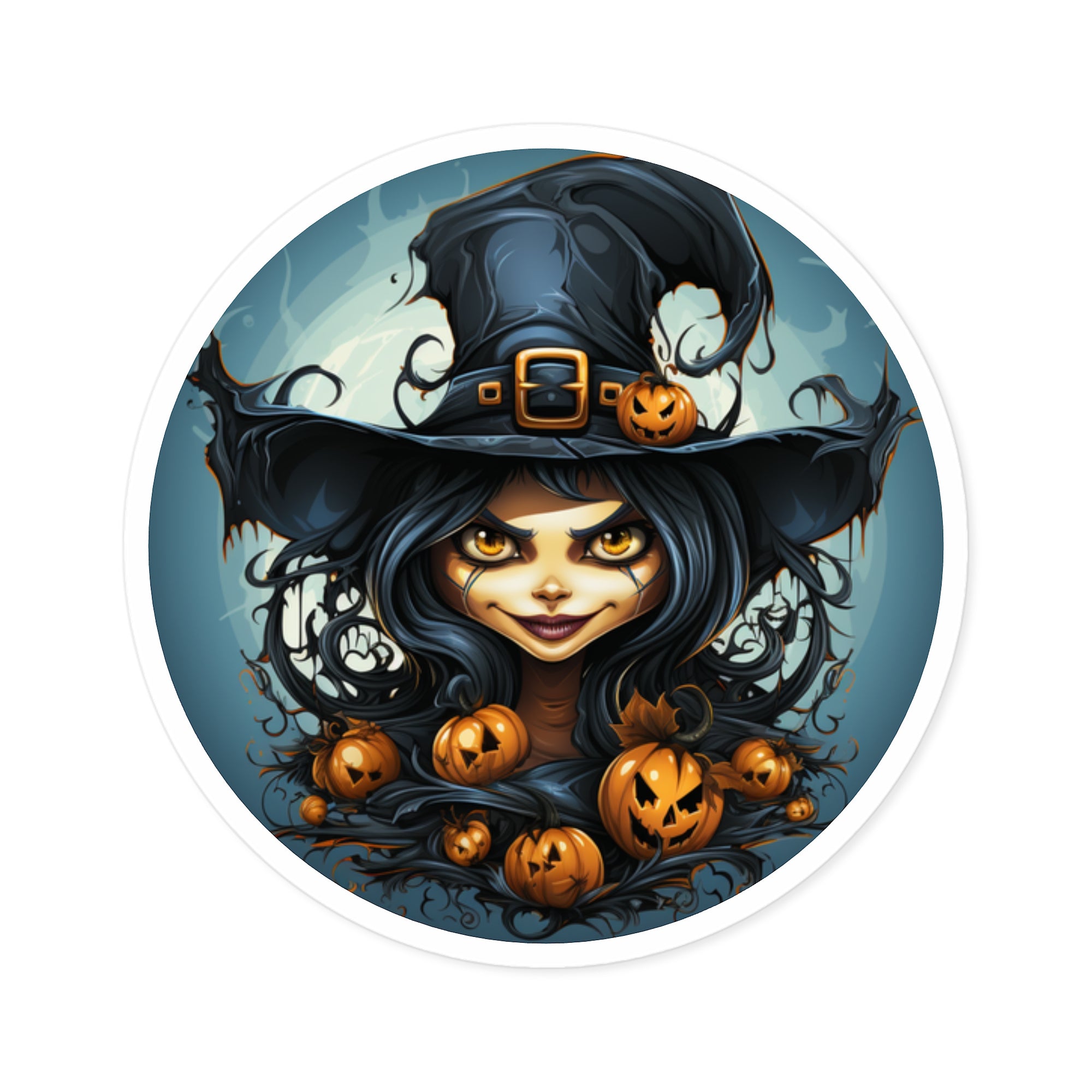 Witch Portrait, Spooky Art Sticker, Halloween Gift, Dark Fantasy