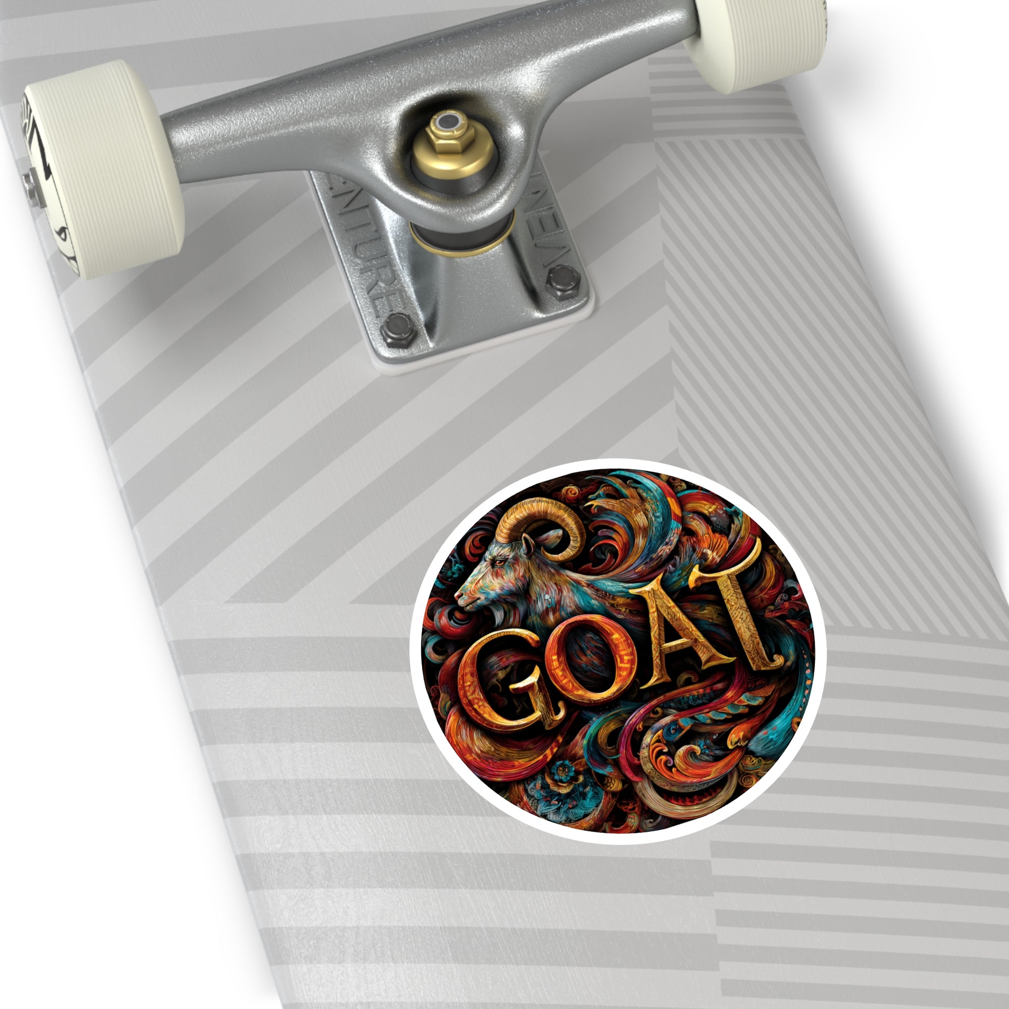 Colorful GOAT, Artistic Typography Sticker, Vibrant Design, Inspiring Art