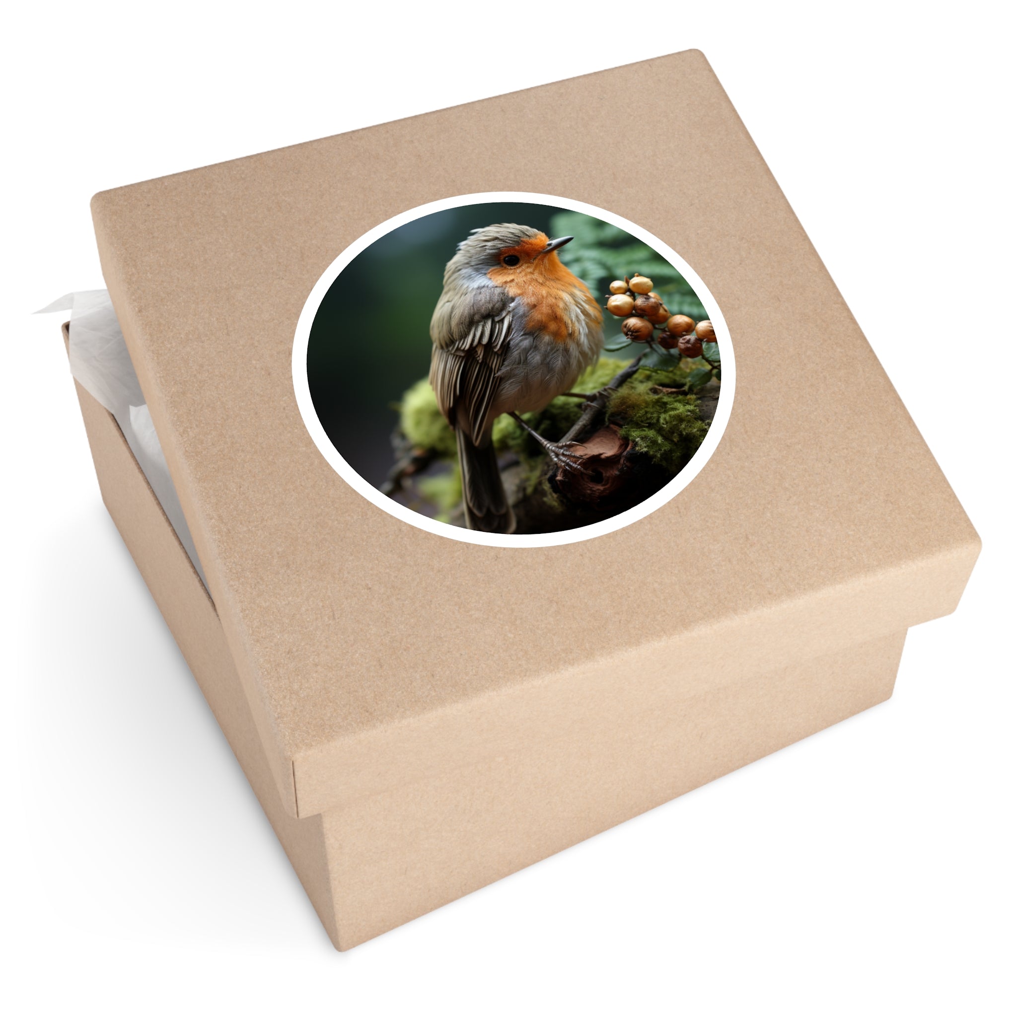 Robin Sticker, Realistic Bird Art, Nature Design, Gentle Woodland Aesthetic