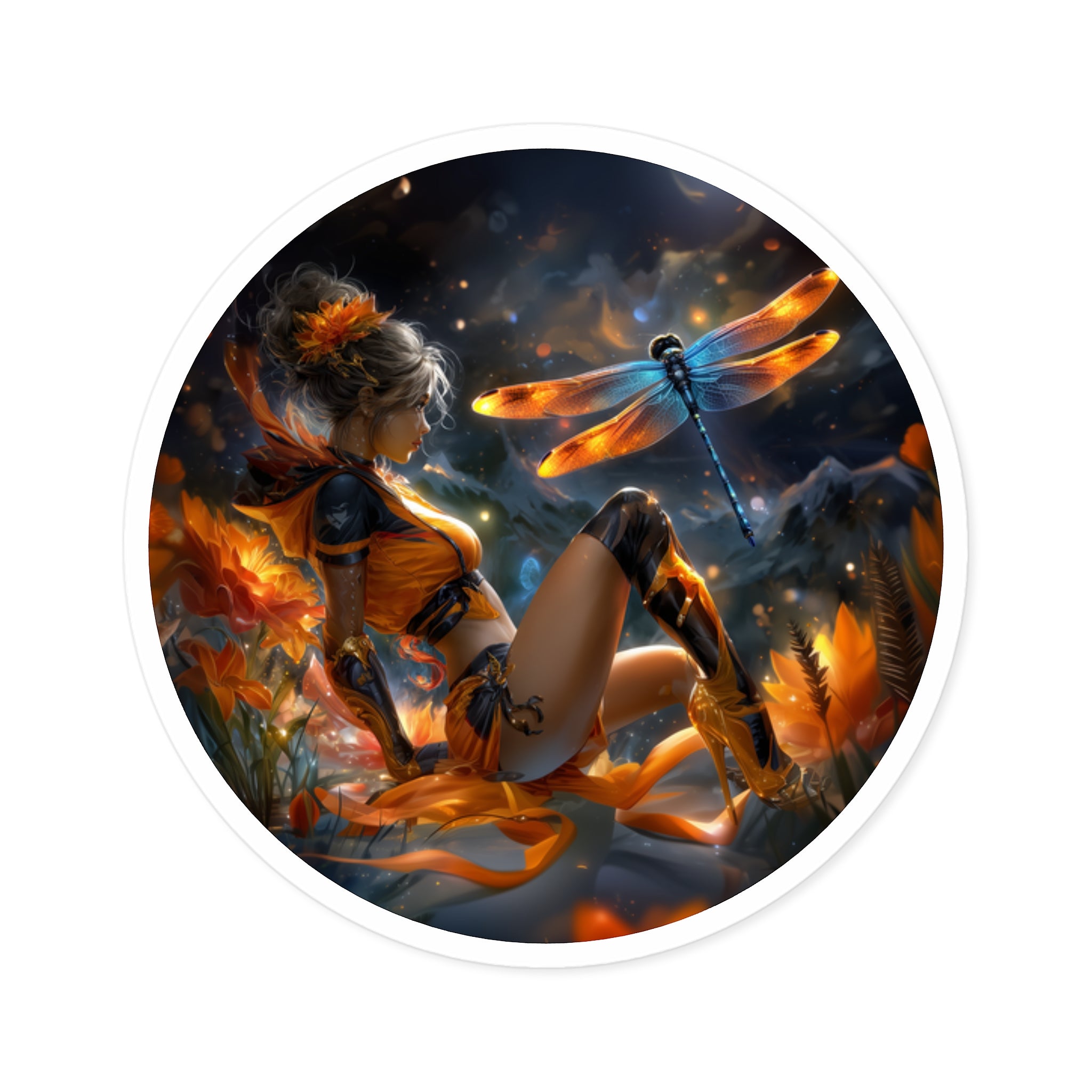 Orange Dragonfly Spirit Sticker