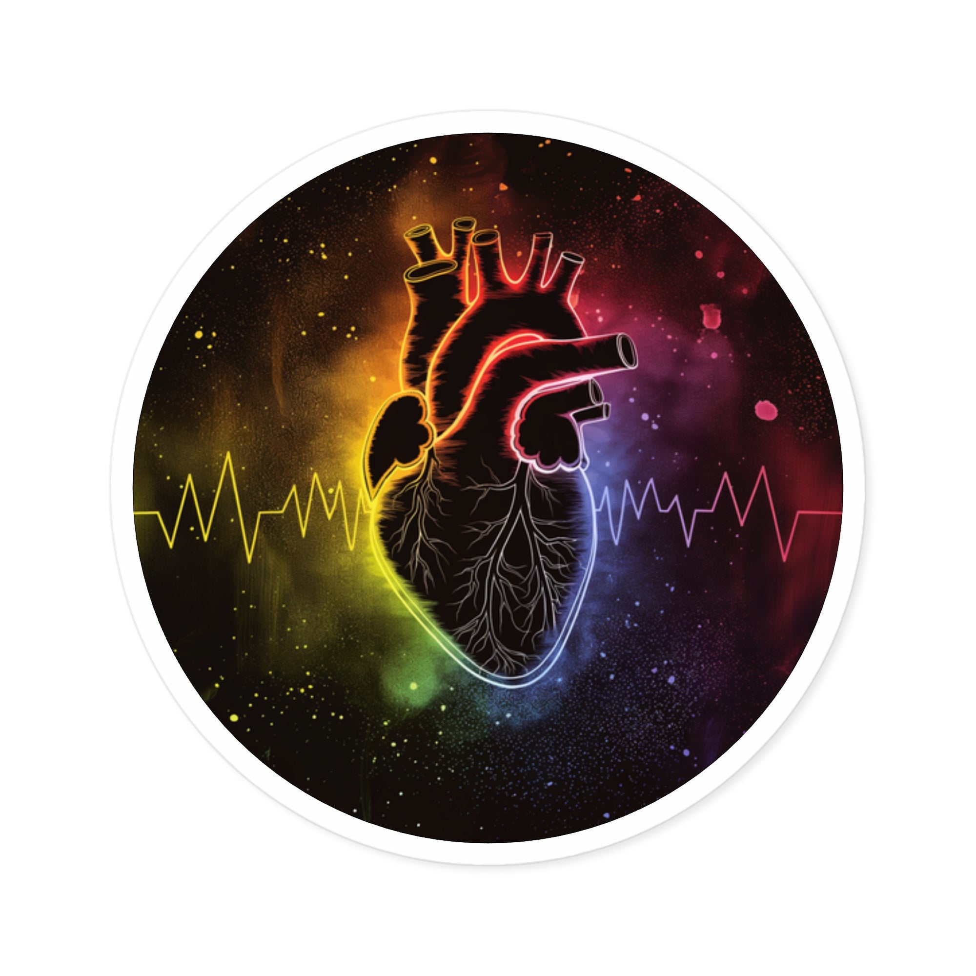Rainbow Pulse, Heartbeat Sticker, Pride Art, Love Energy Design