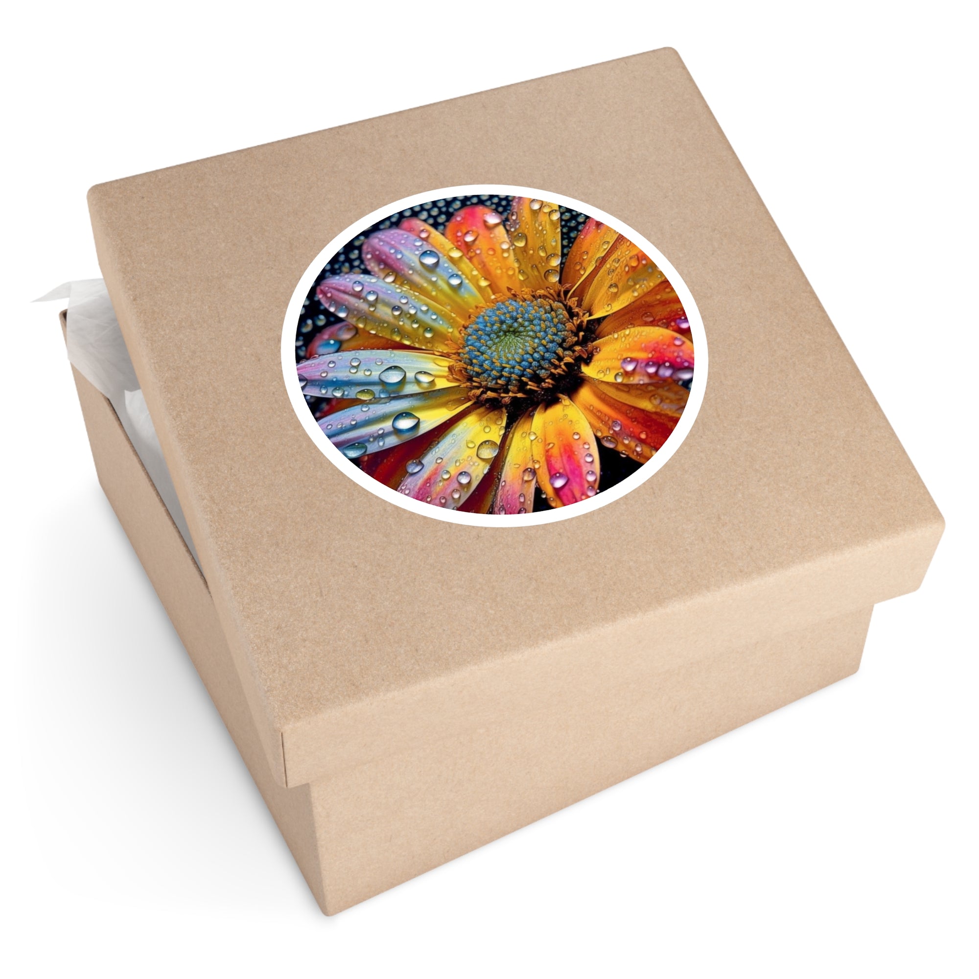Rainbow Daisy, Macro Sticker, Laptop Decal, Gift for Flower Lovers