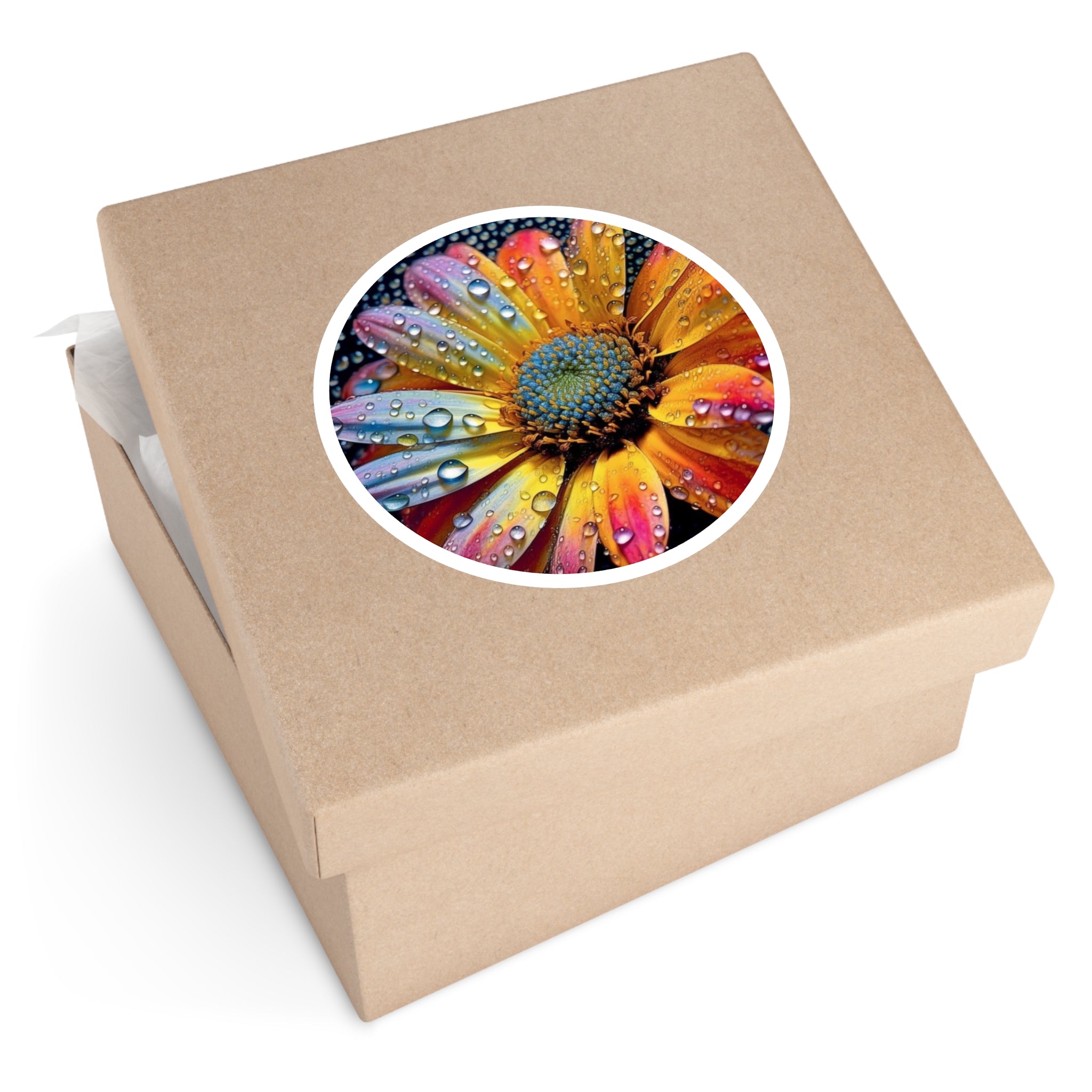 Rainbow Daisy, Macro Sticker, Laptop Decal, Gift for Flower Lovers