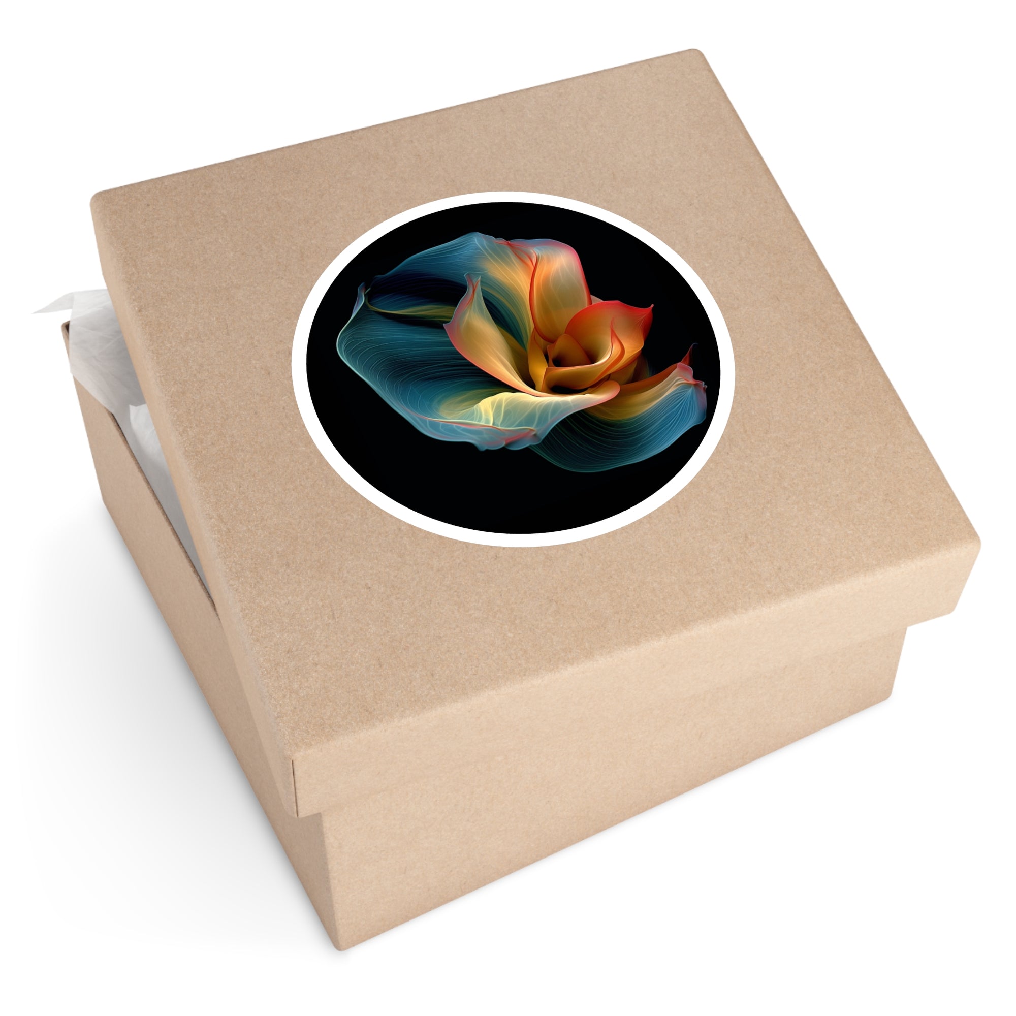 Abstract Flower, Colorful Petals Sticker, Laptop Decal, Art Lovers Gift