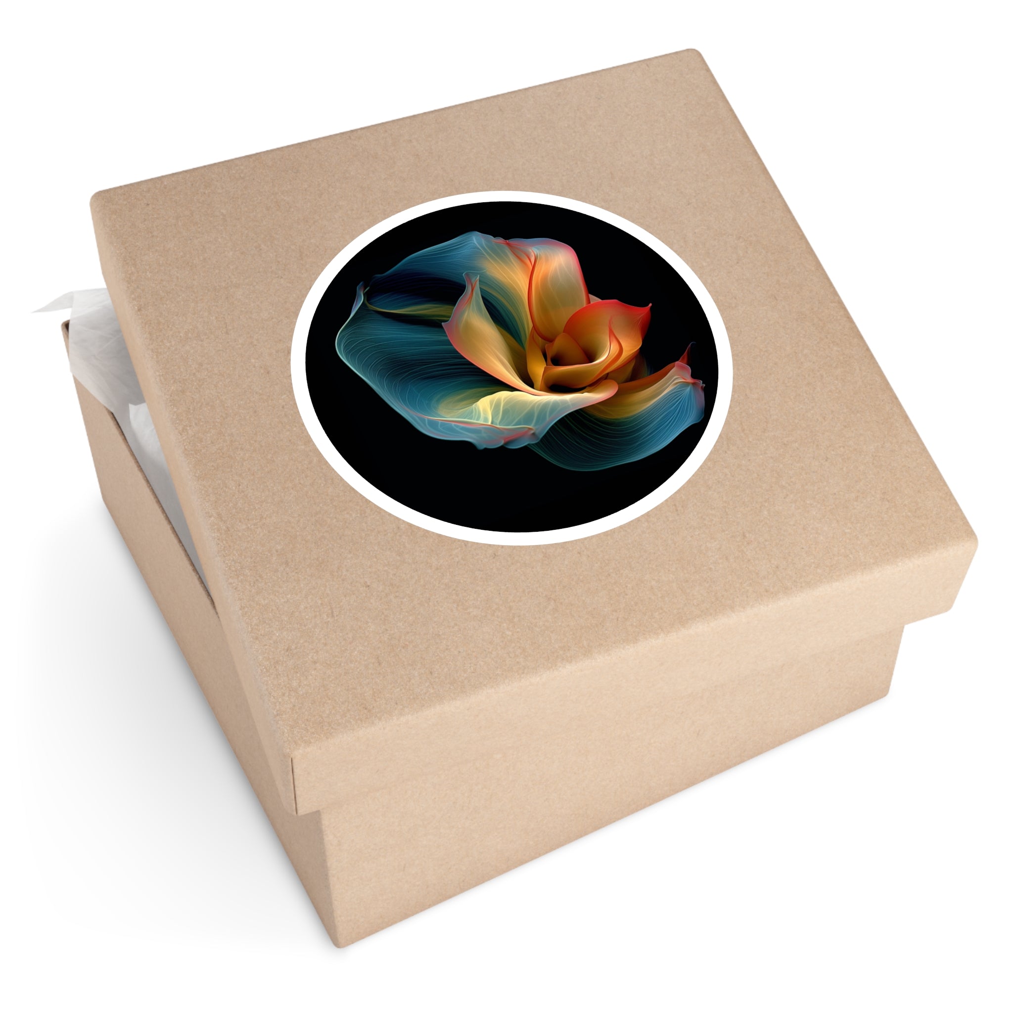 Abstract Flower, Colorful Petals Sticker, Laptop Decal, Art Lovers Gift