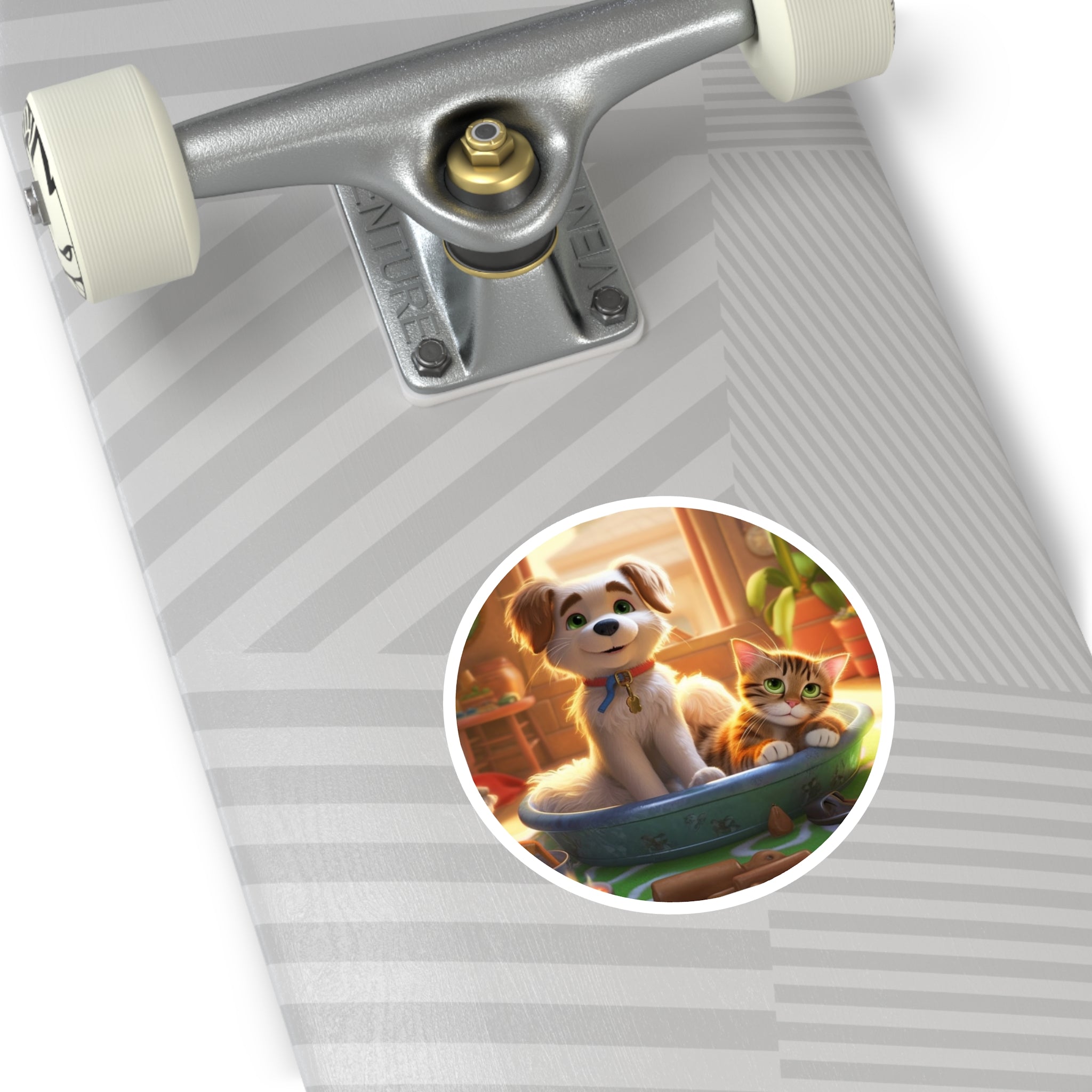 Cat and Dog, Spa Day Sticker, Laptop Decal, Gift for Pet Lovers