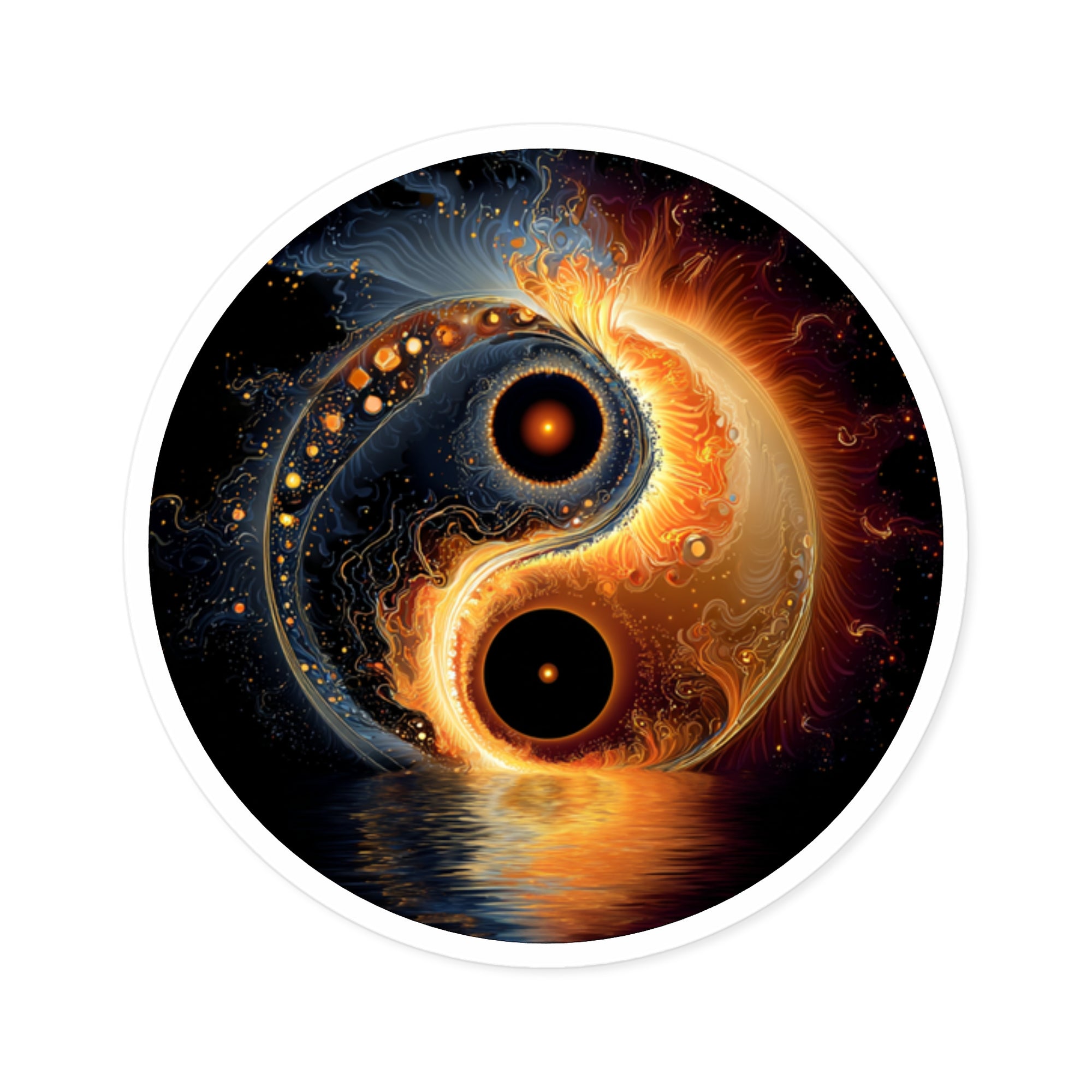 Fire and Ice Yin Yang Sticker, Cosmic Balance Art, Spiritual Decor, Zen Gift