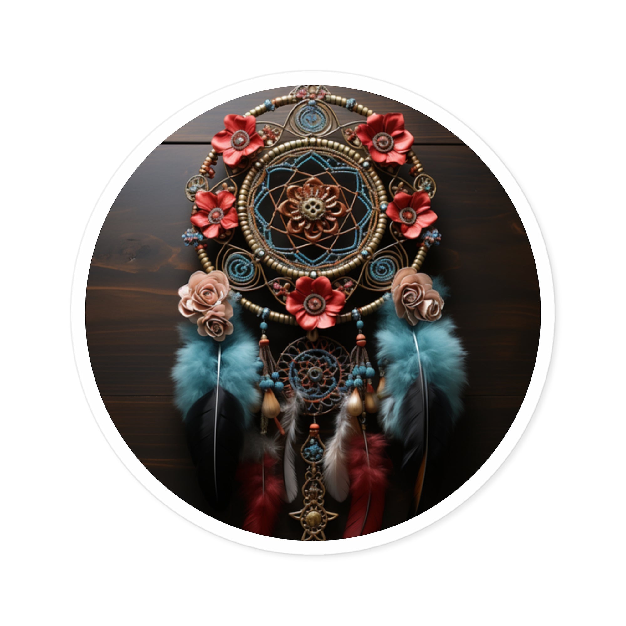 Floral Dreamcatcher Sticker, Boho Decorative Art, Notebook Gift