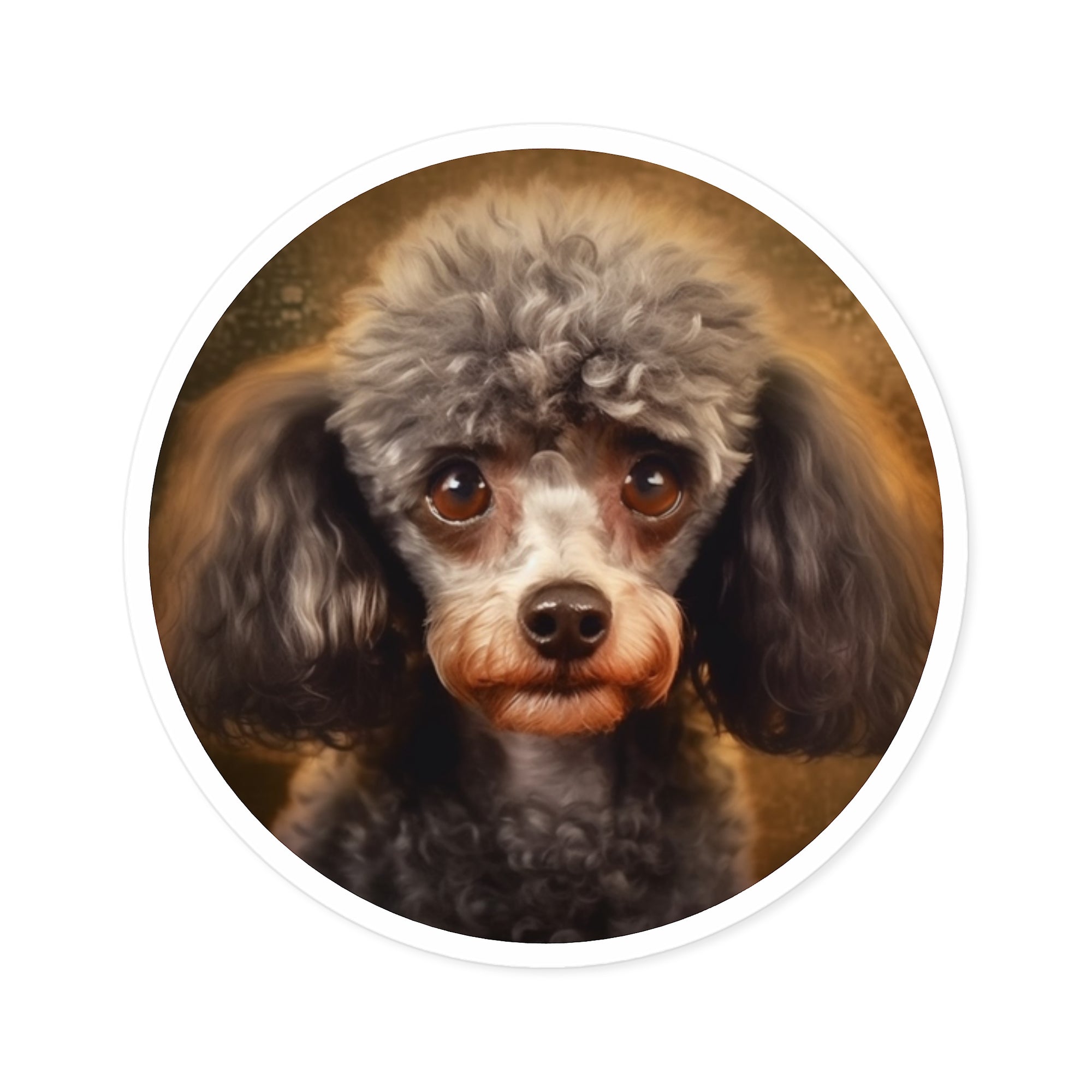 Cute Poodle Sticker, Dog Portrait Design, Realistic Pet Art, Sweet Expression