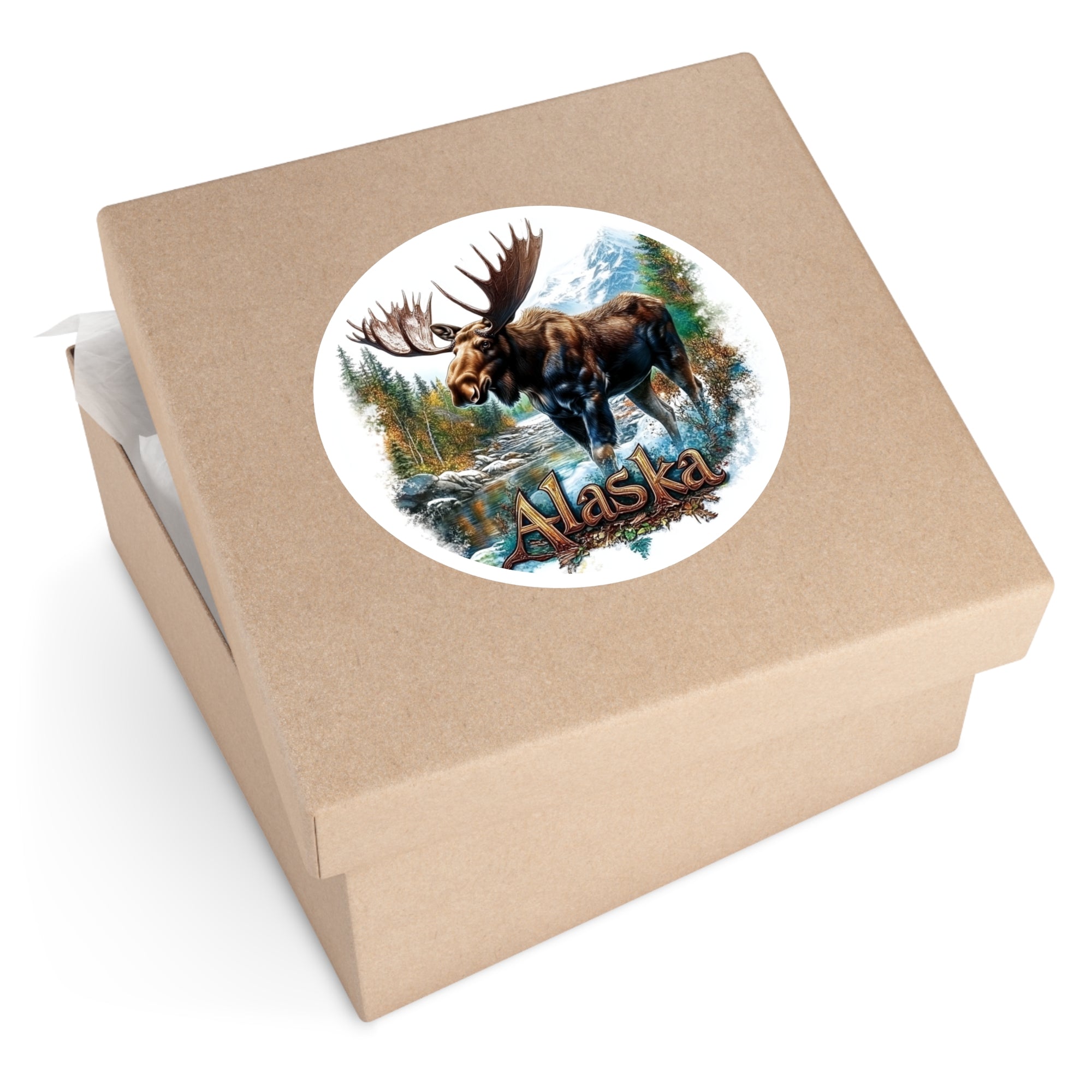 Alaska Moose Sticker, State Animal Art, Wilderness Design, Scenic Nature