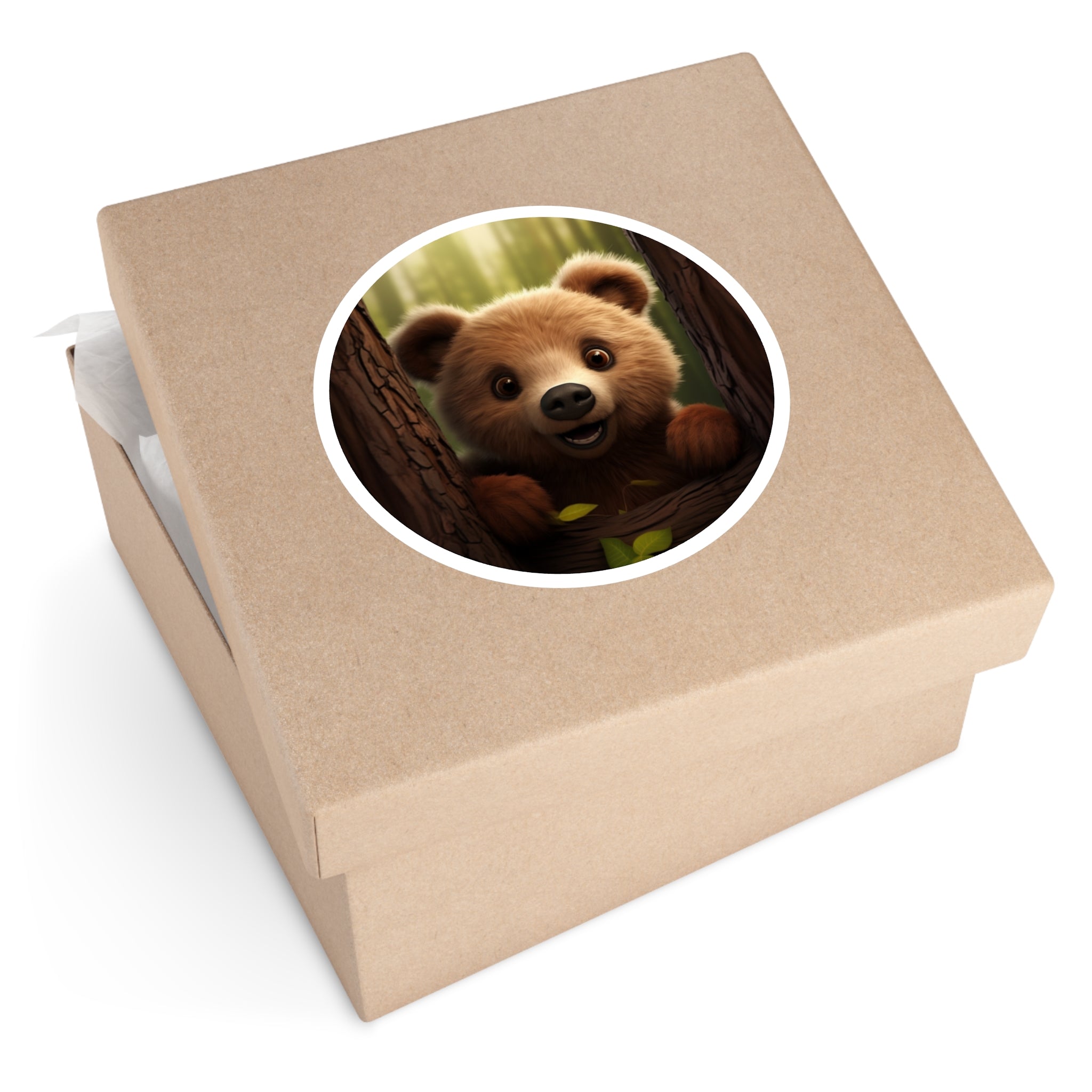Cute Brown Bear, Adorable Animal Sticker, Realistic Design, Forest Art