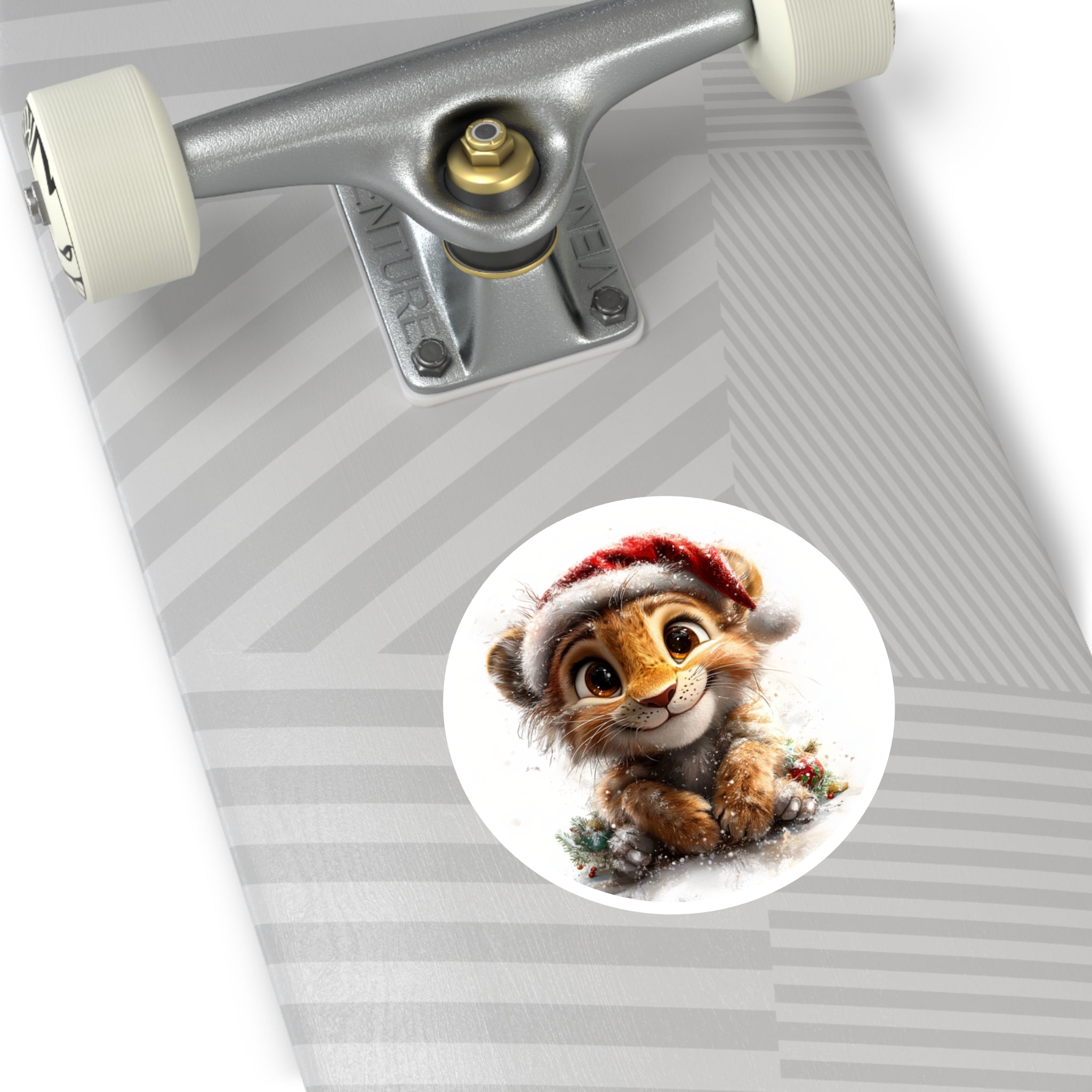Christmas Lion Cub Sticker, Adorable Animal Art, Festive Season Design, Cute Gift