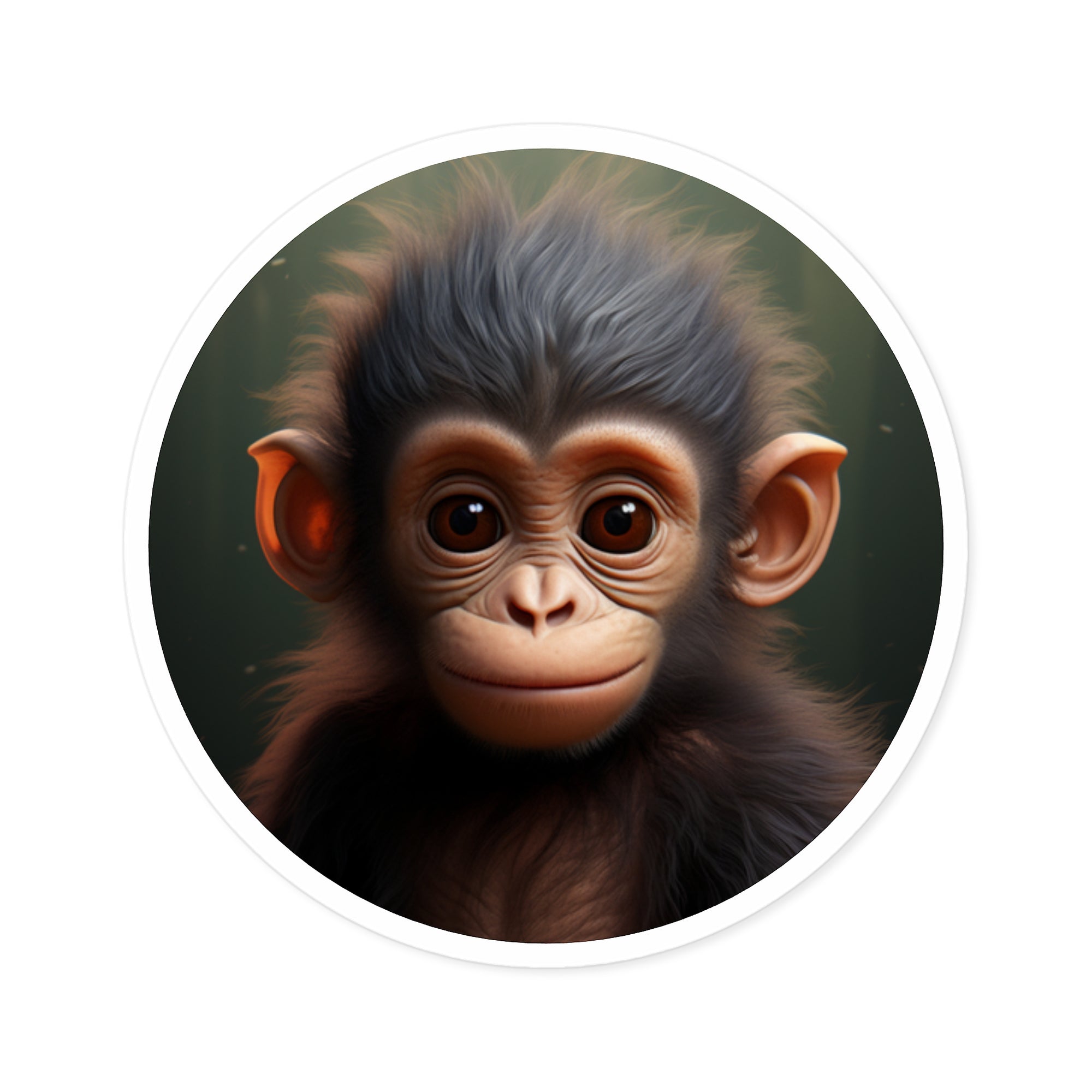 Baby Chimp Portrait, Adorable Animal Sticker, Nature Lovers, Sweet Expression