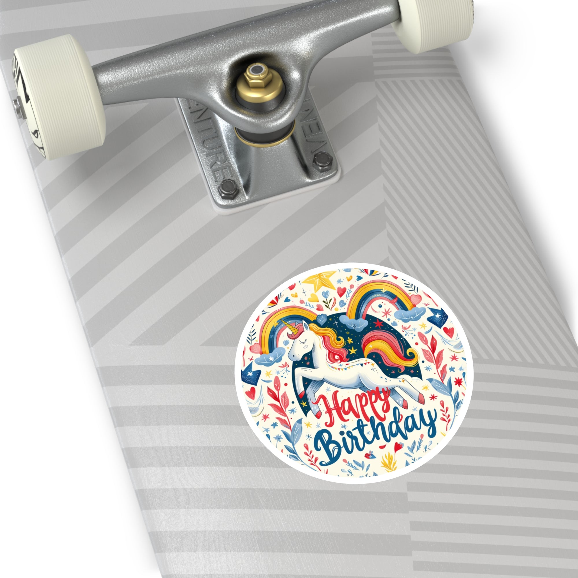 Happy Birthday Unicorn Sticker, Rainbow Art, Whimsical Celebration Design, Cute Gift