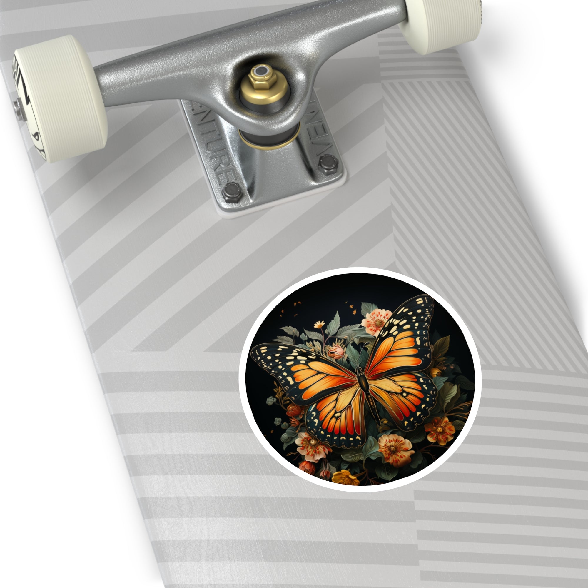 Monarch Butterfly, Floral Art Sticker, Laptop Decal, Nature Lover Gift