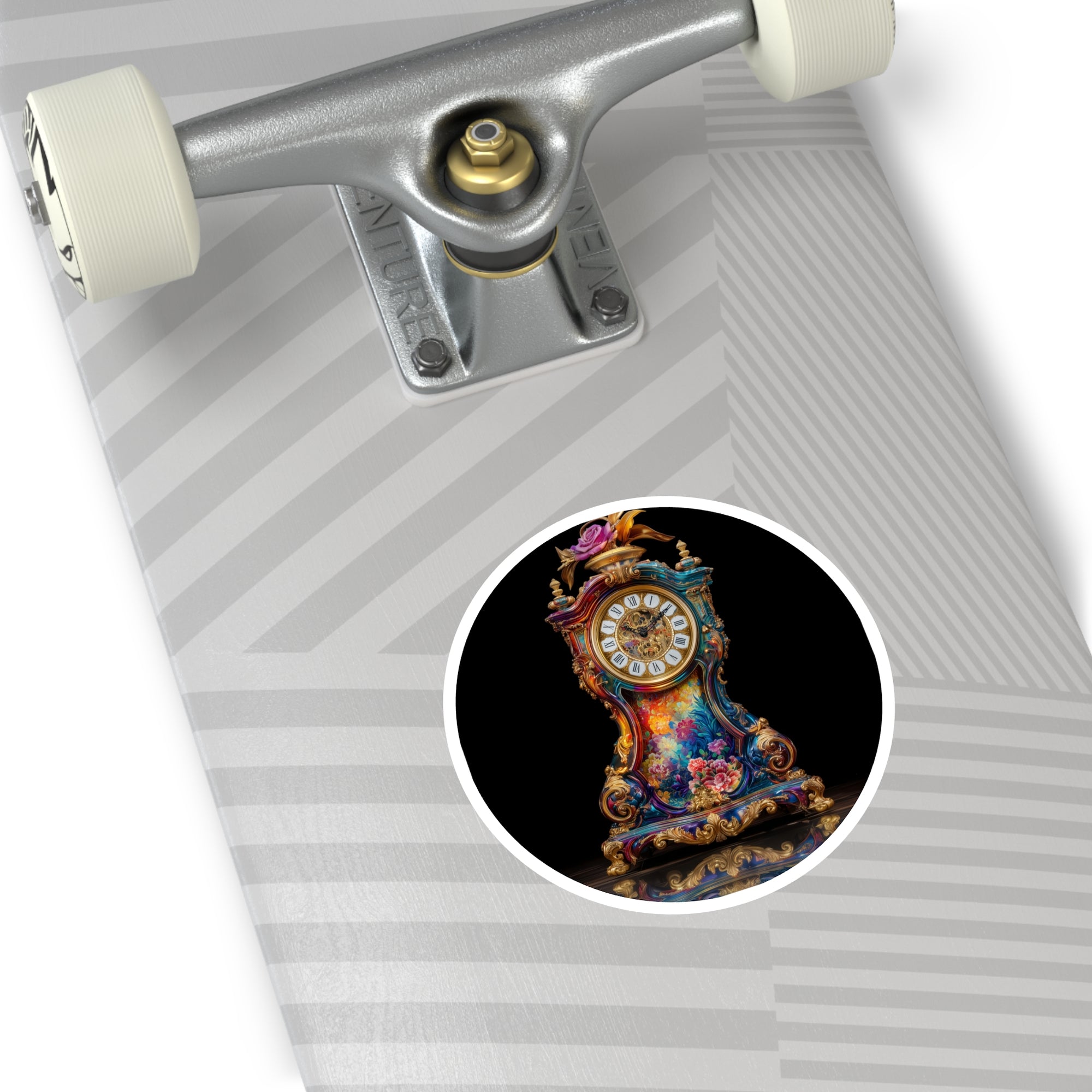 Colorful Grandfather Clock, Vintage Fantasy Sticker, Laptop Decal, Artistic Home Gift