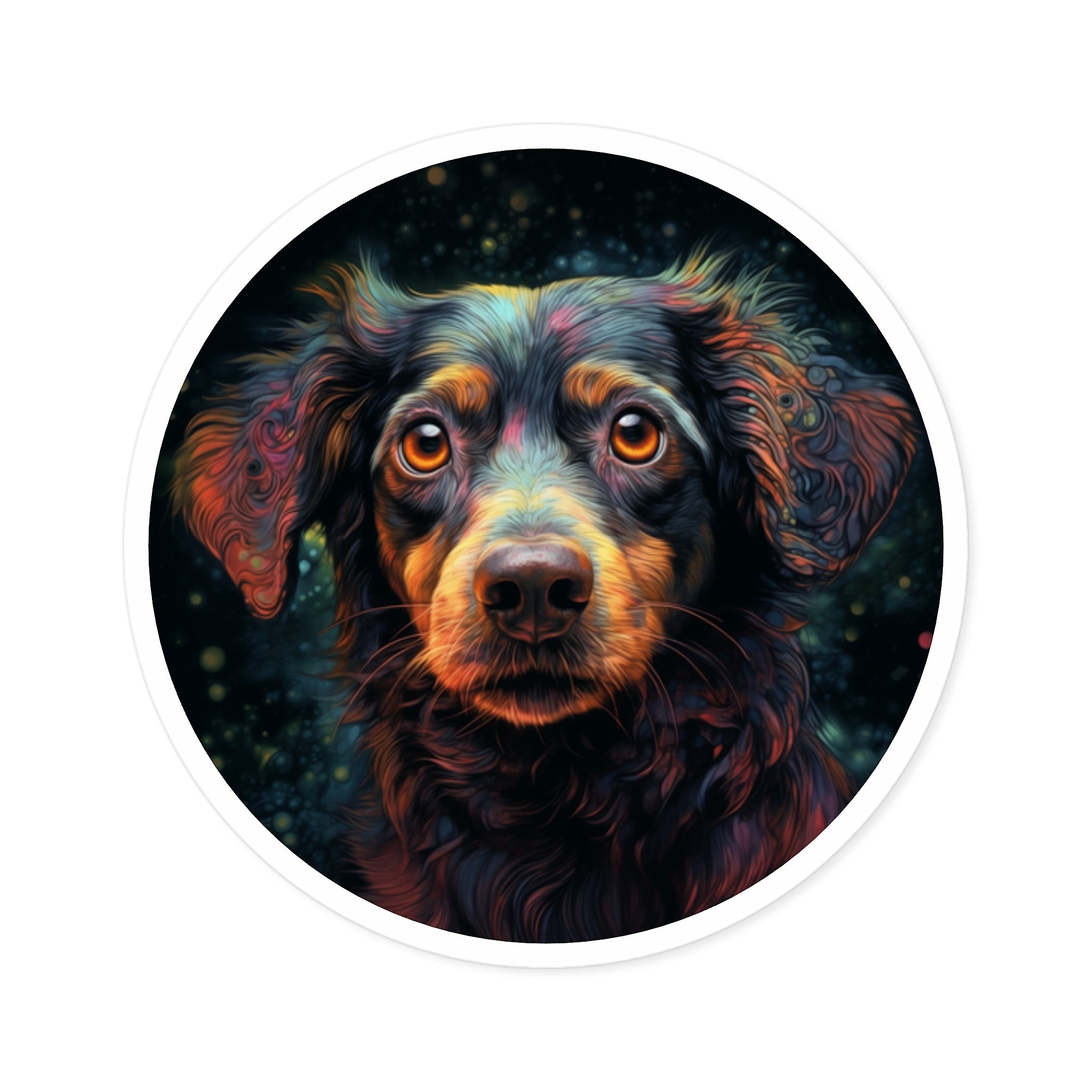 Colorful Dog Portrait Sticker, Bright Pet Eyes Design, Expressive Art