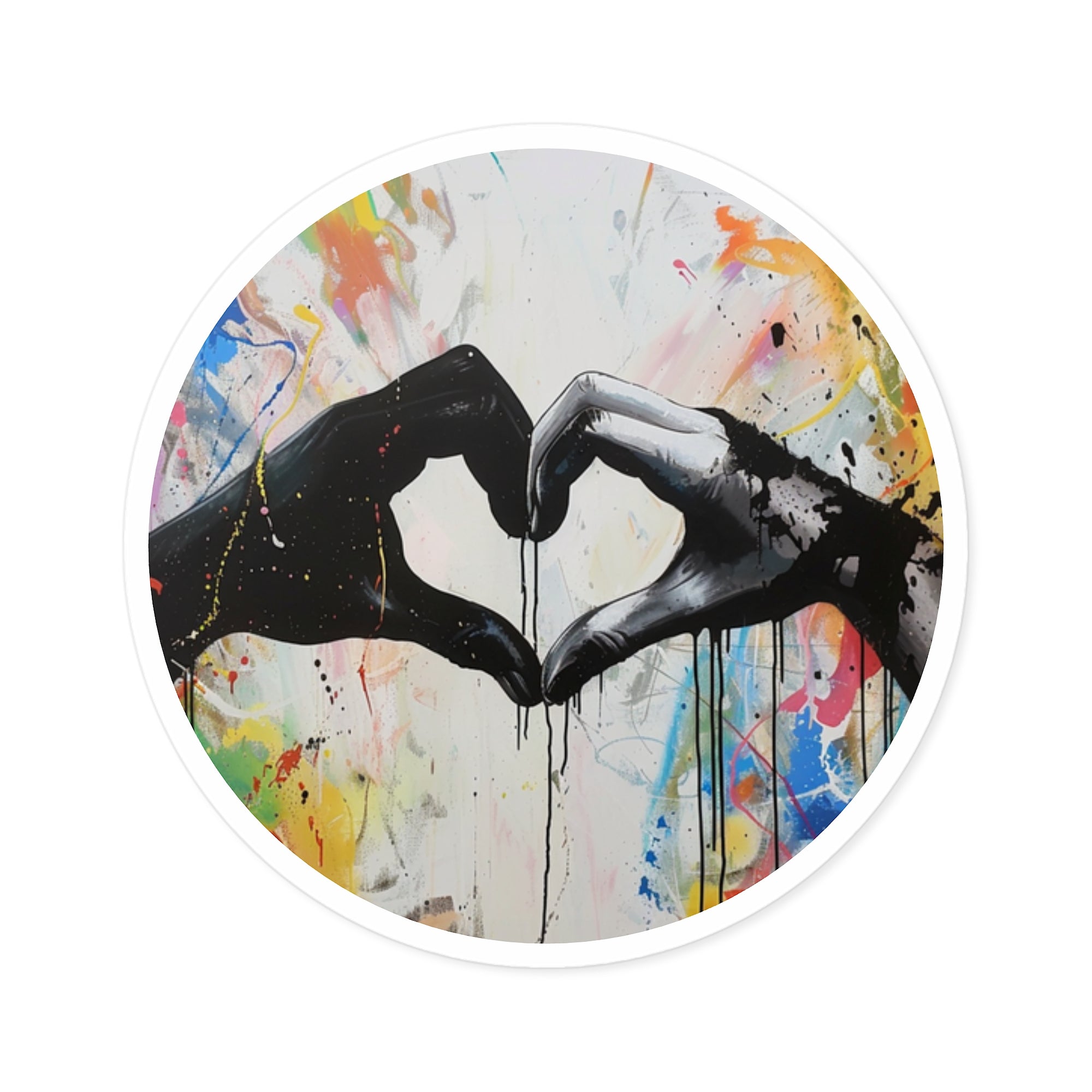 Graffiti Heart Hands Sticker, Street Art Style, Equality and Hope, Bold Expression