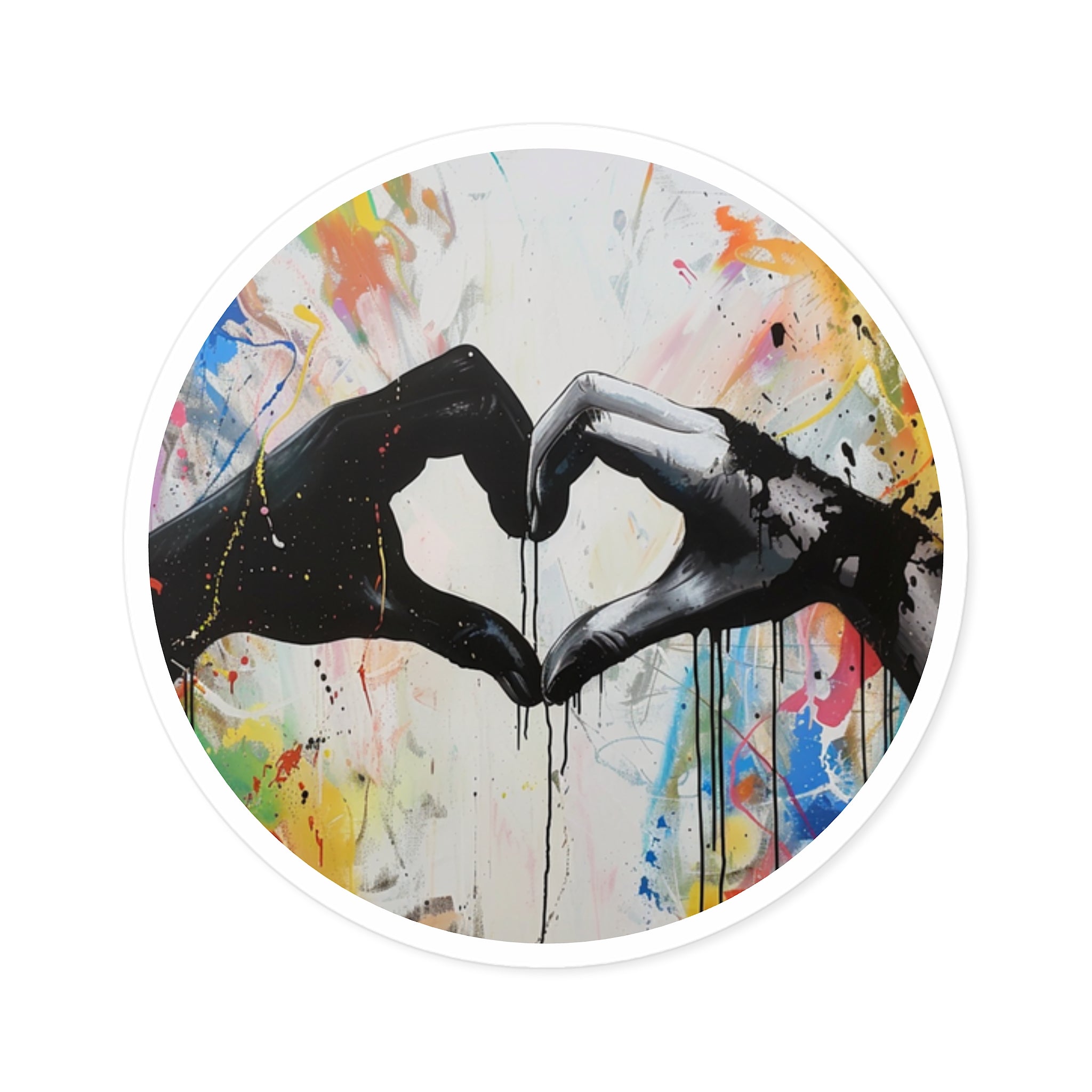 Graffiti Heart Hands Sticker, Street Art Style, Equality and Hope, Bold Expression