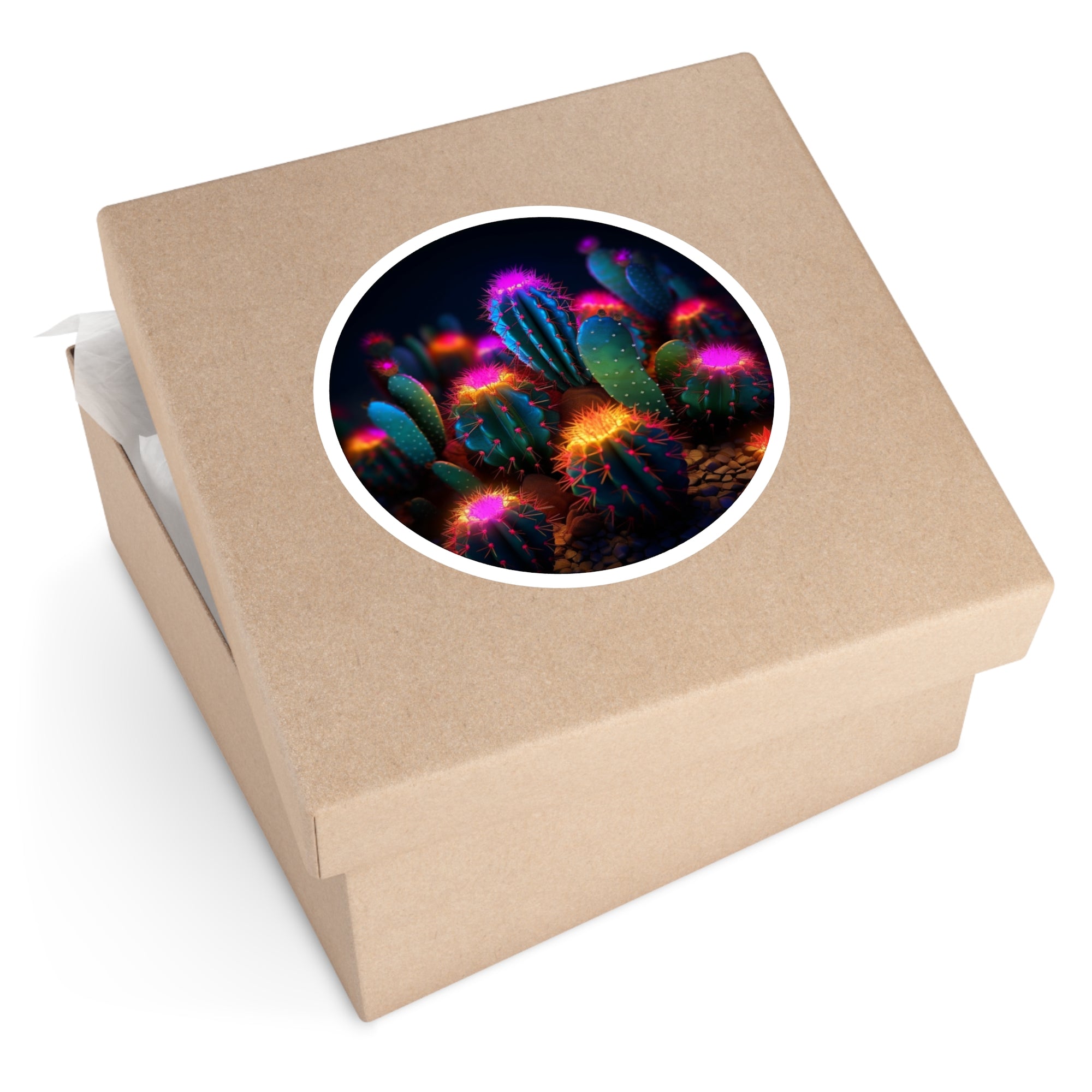 Desert Cactus Scene, Artistic Sticker, Nature Decor, Creative Gift