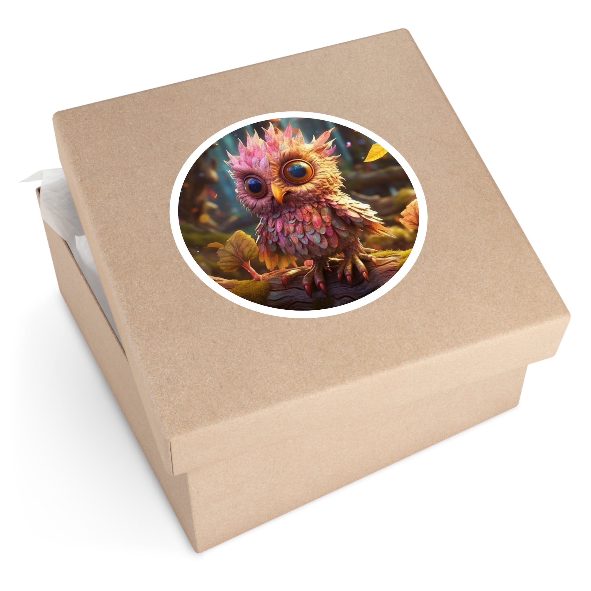 Autumn Owl, Colorful Forest Sticker, Whimsical Bird Art, Cozy Design