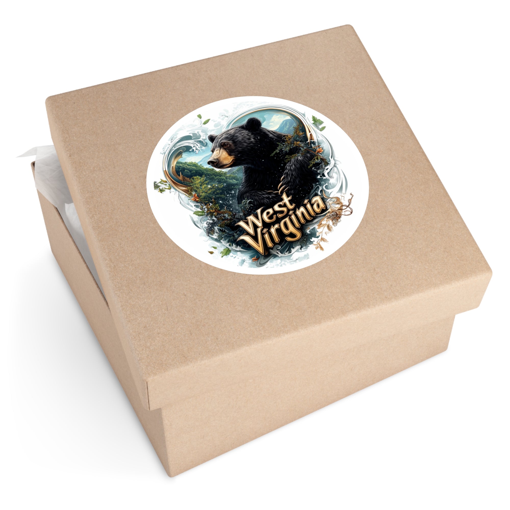 West Virginia Black Bear, Forest Heart Sticker, State Animal Art, Scenic Design