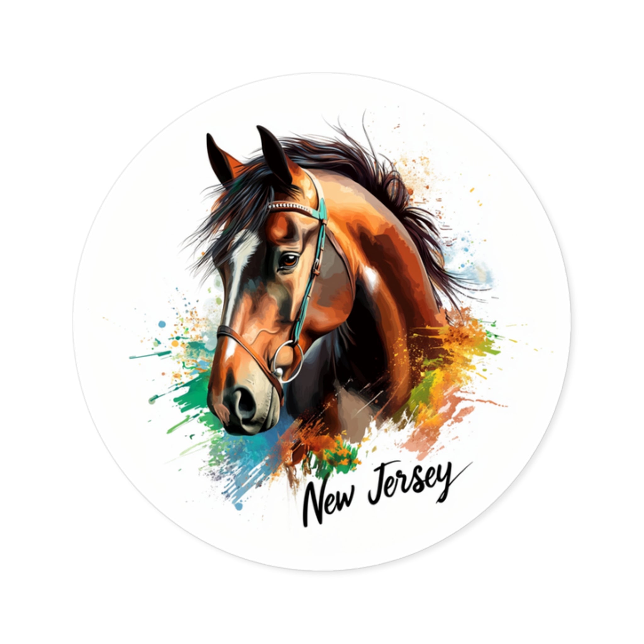 New Jersey Horse Sticker, Realistic Portrait Art, Equine Beauty, State Pride Design