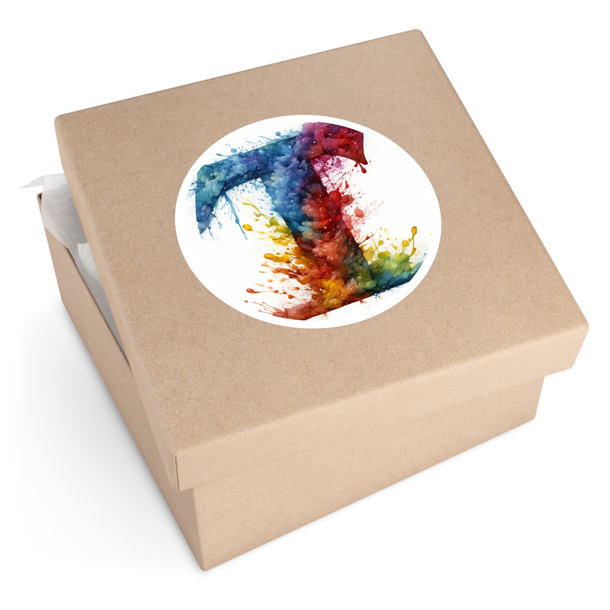 Letter T Tie-Dye Splash, Retro Art Sticker, Vibrant Decor