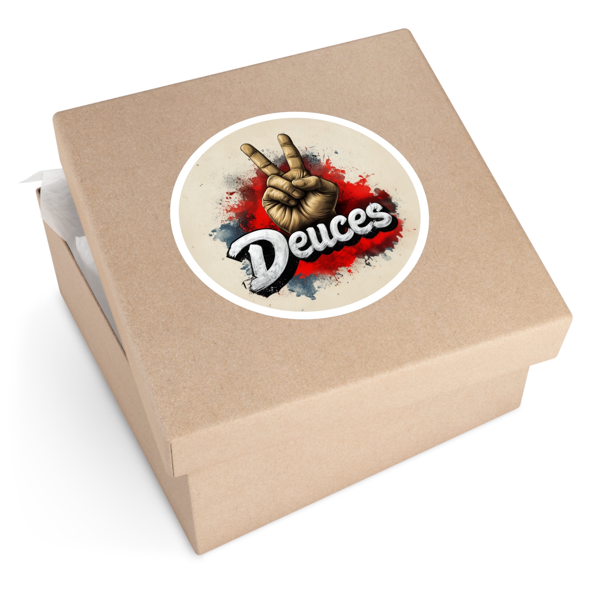 deuces hand sign sticker, bold graphic style, laptop decor, motivational gift