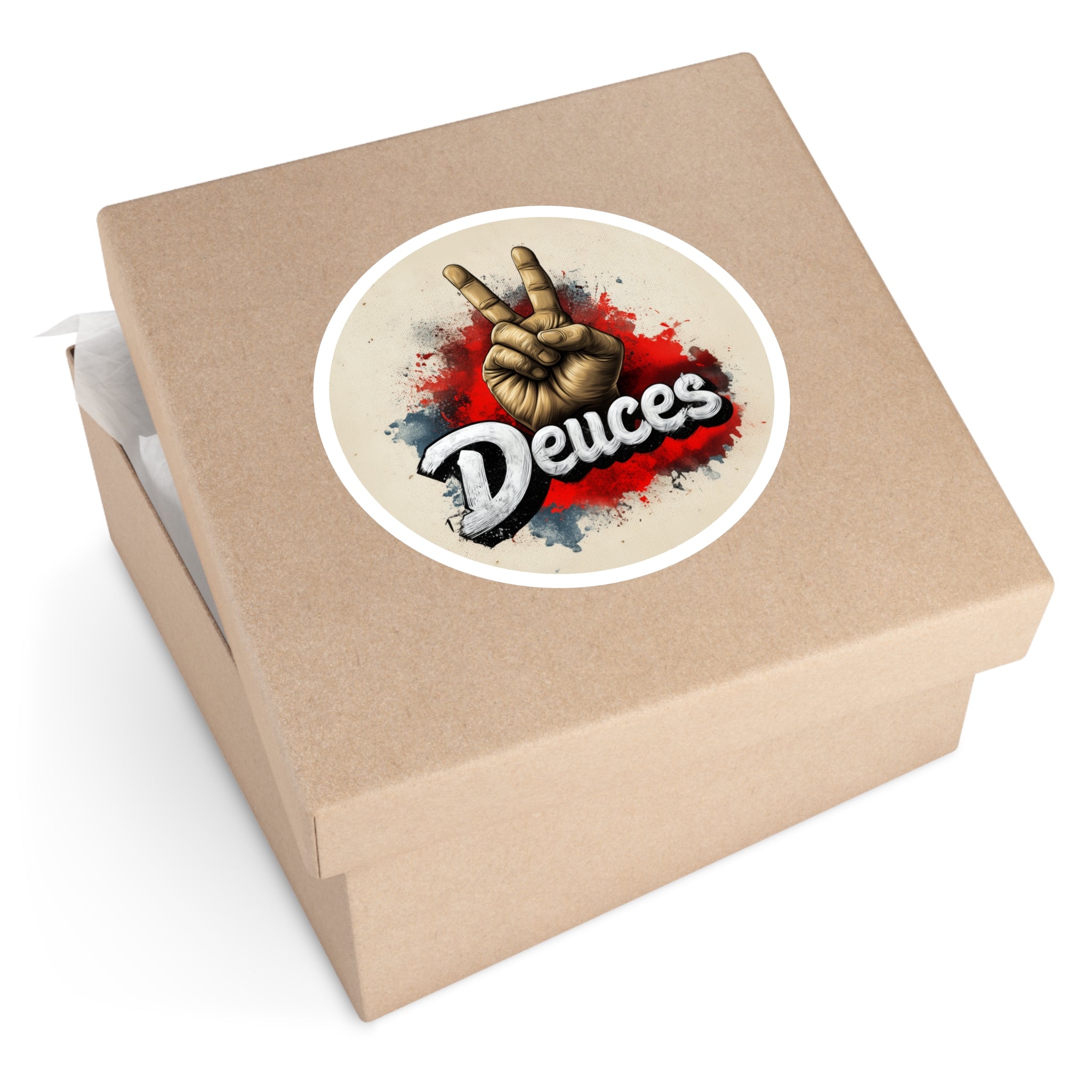 deuces hand sign sticker, bold graphic style, laptop decor, motivational gift