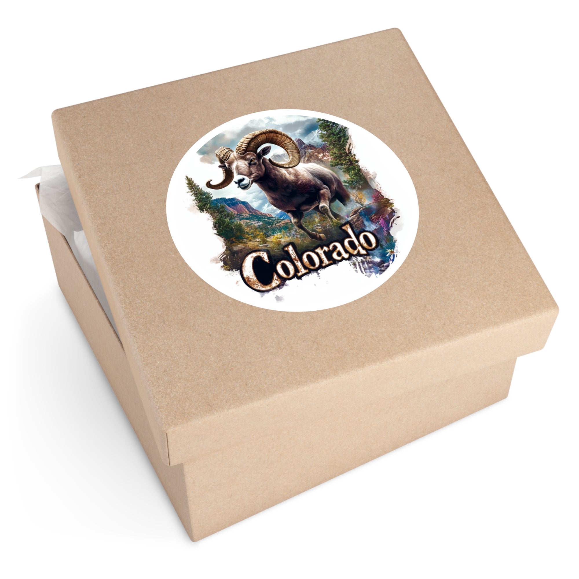Colorado Bighorn Sheep, Mountain Landscape Sticker, Laptop or Water Bottle, State Pride