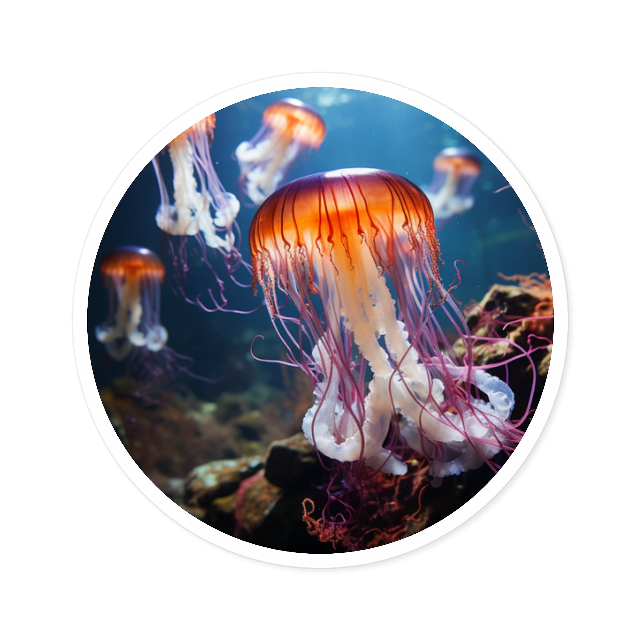 Ocean Jellyfish, Underwater Sticker, Sea Life Art, Marine Decor