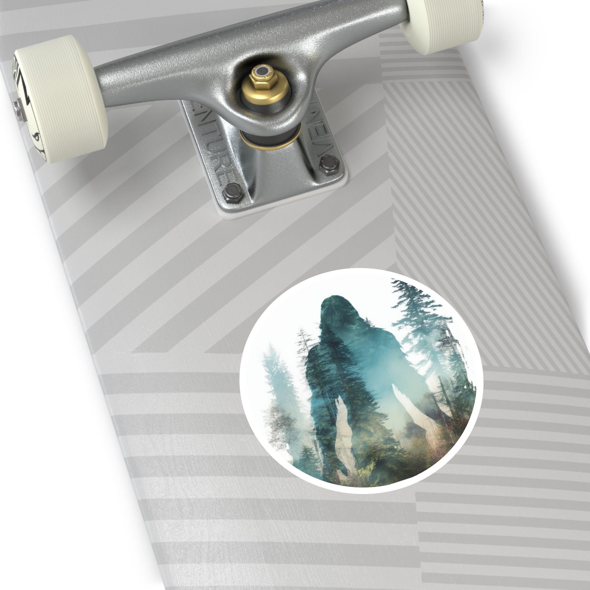 Sasquatch Forest Sticker, Mythical Art, Double Exposure Design, Adventure Gift