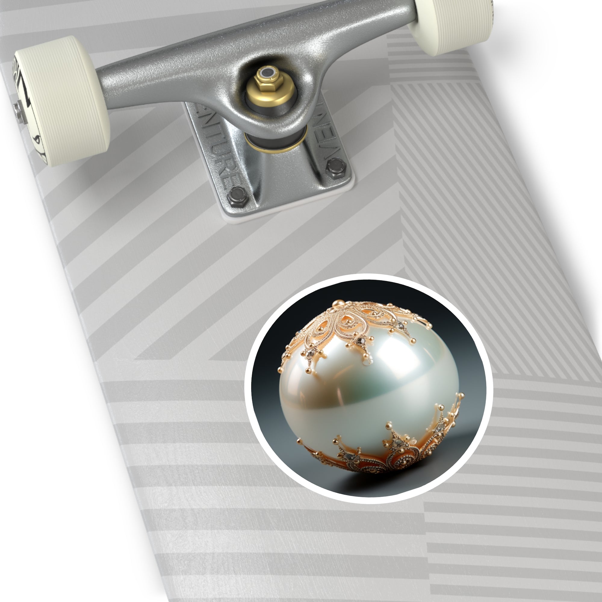 White Pearl, Ornate Jewel Sticker, Elegant Design, Luxury Aesthetic
