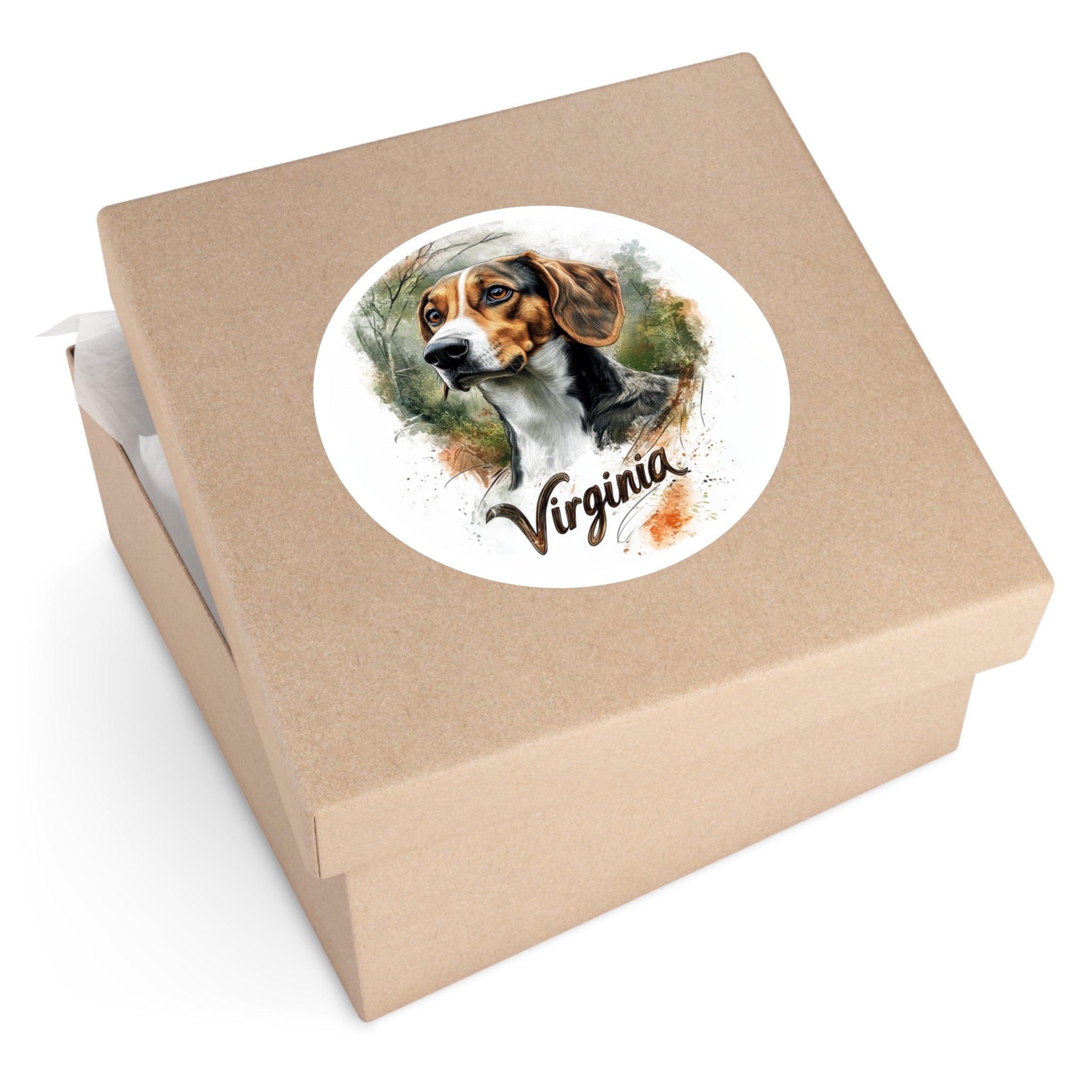 Virginia Foxhound, Forest Dog Sticker, Laptop or Journal, State Animal Art