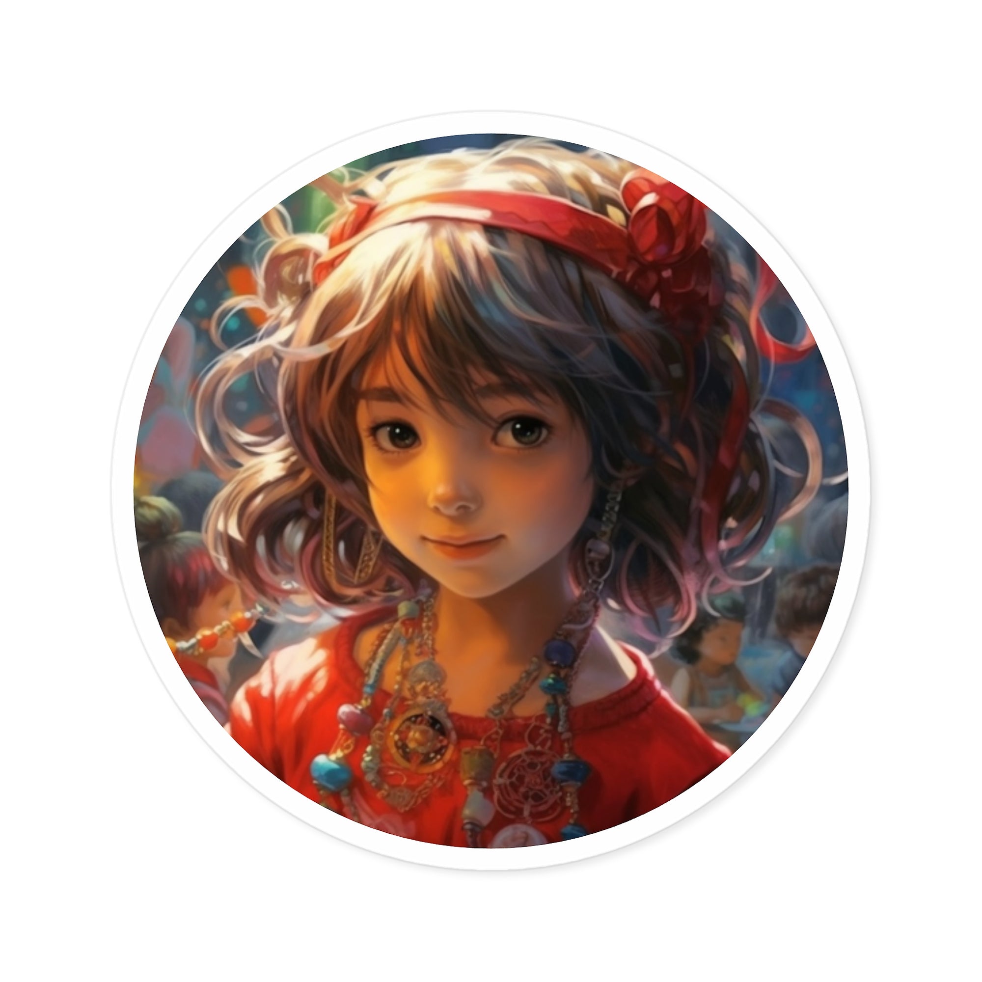 Sparkle Charms, Kids Portrait Sticker, Bright Joy, Festive Look