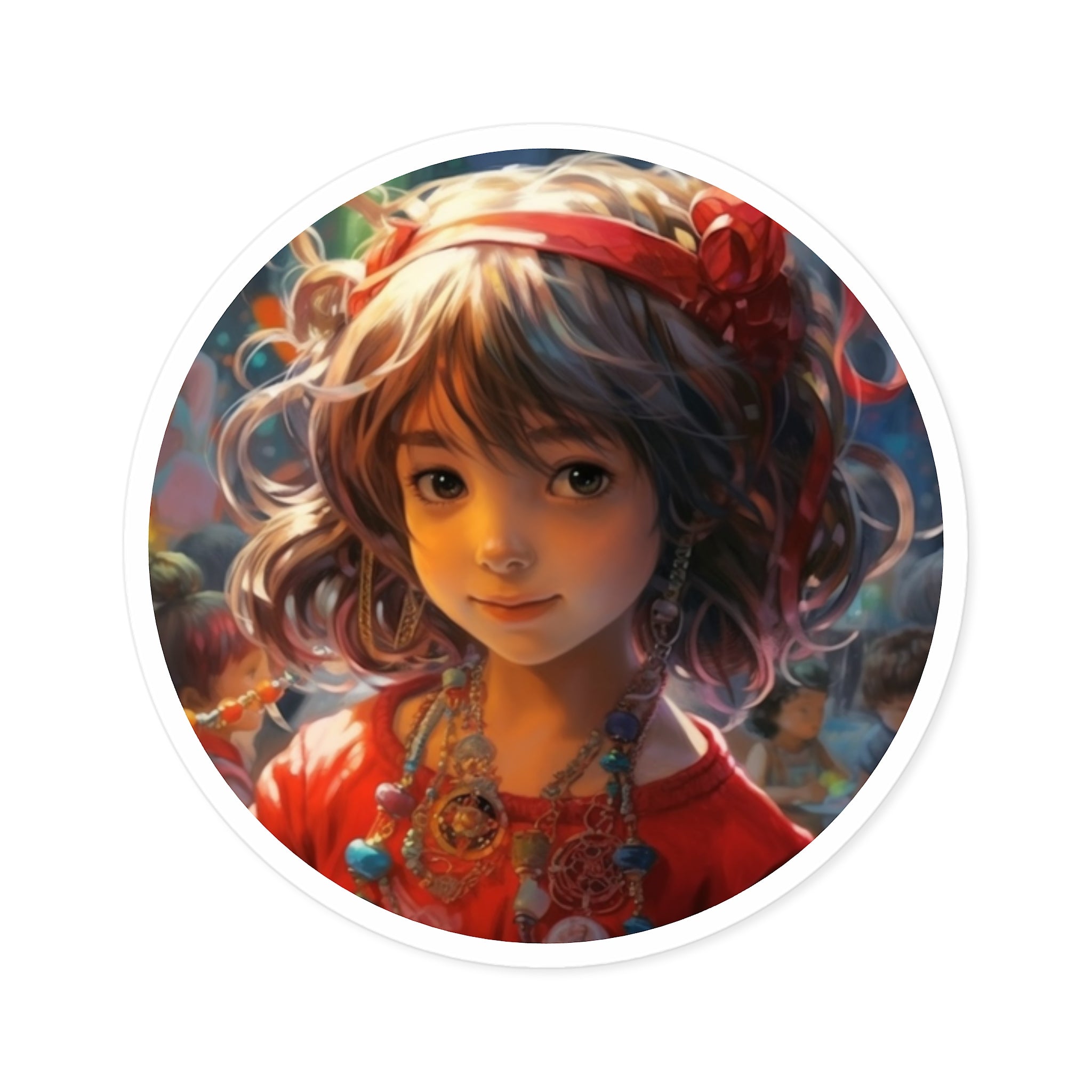 Sparkle Charms, Kids Portrait Sticker, Bright Joy, Festive Look