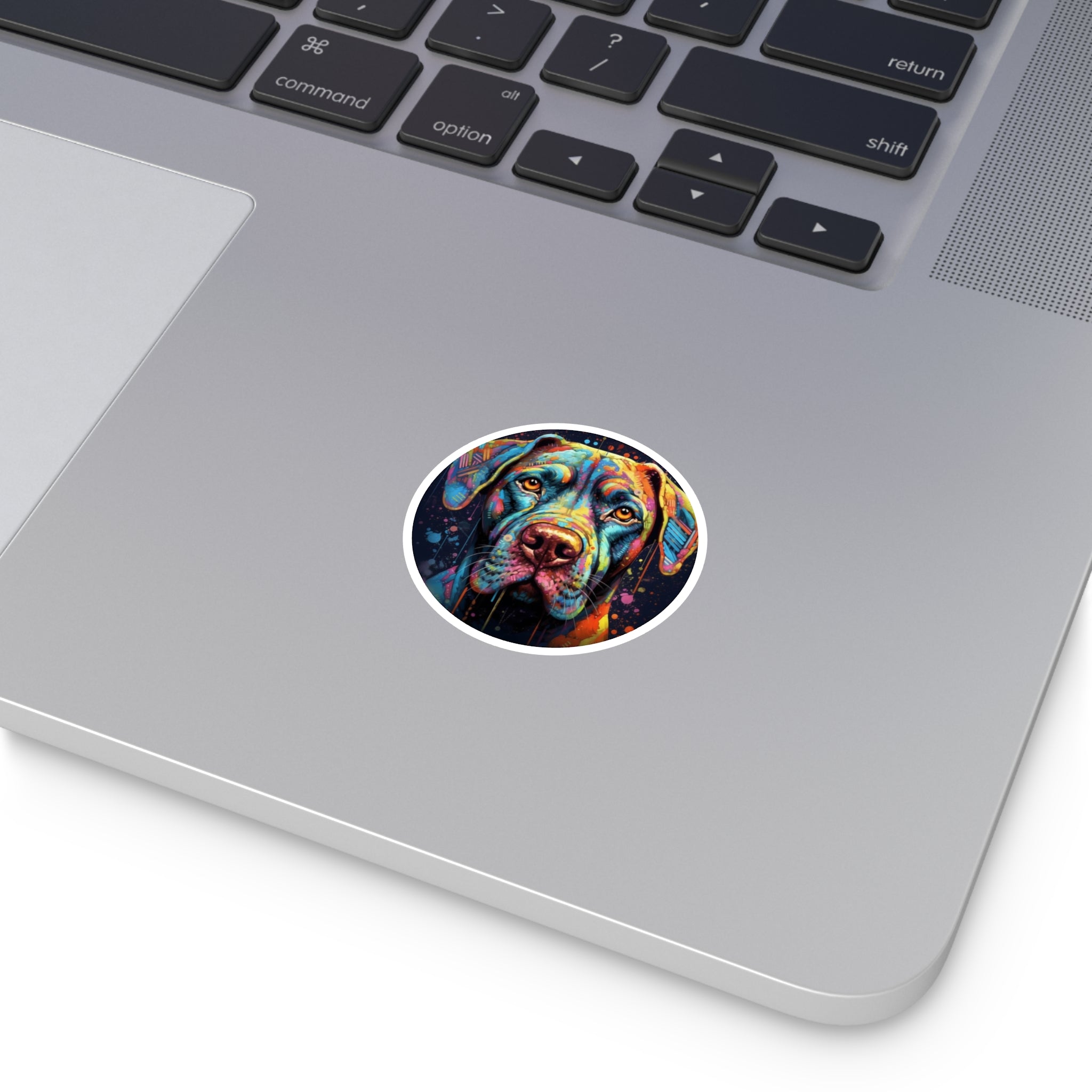 Colorful Dog Sticker, Vibrant Pet Art, Psychedelic Design, Artistic Gift