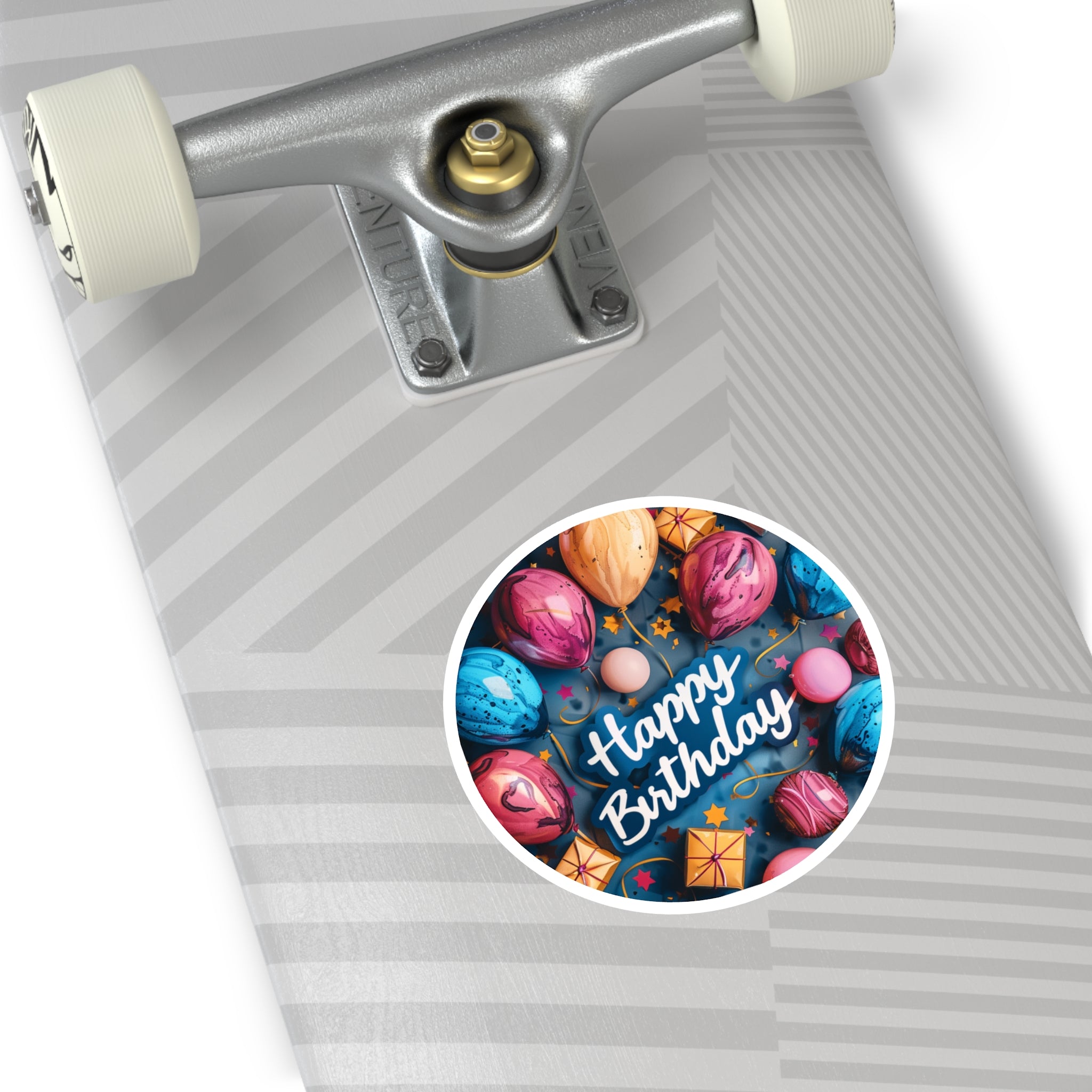 Happy Birthday Balloons Sticker, Celebration Art, Colorful Party Design, Festive Gift