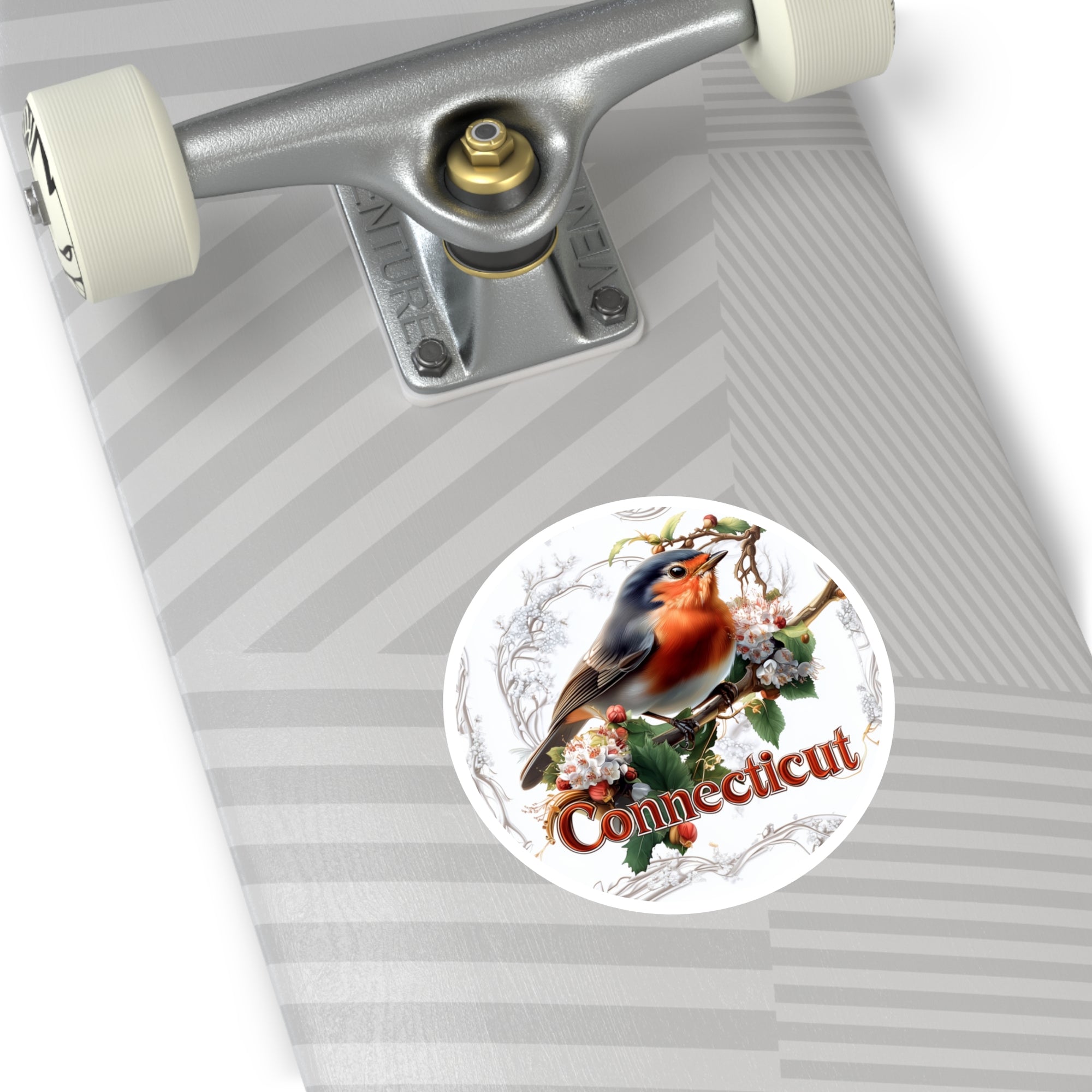 Connecticut Robin, Mountain Laurel Sticker, Laptop or Water Bottle, State Bird Art