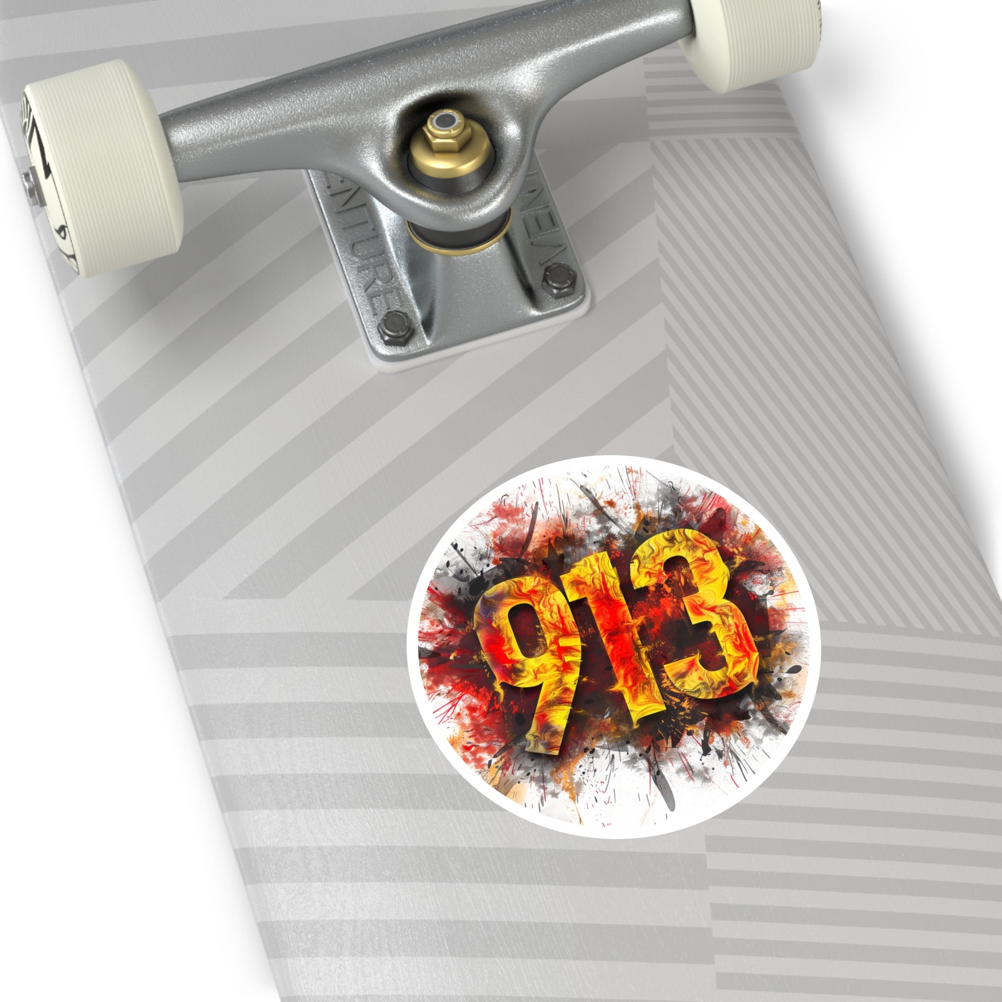 913 Kansas City Sticker, Bold Number Art, Red and Yellow Design, Local Pride Gift