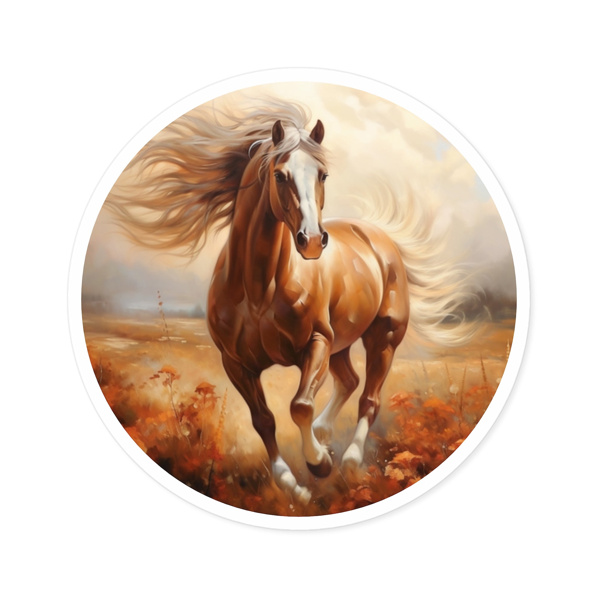 Brown Horse Running, Realistic Animal Sticker, Country Life Art, Nature Gift