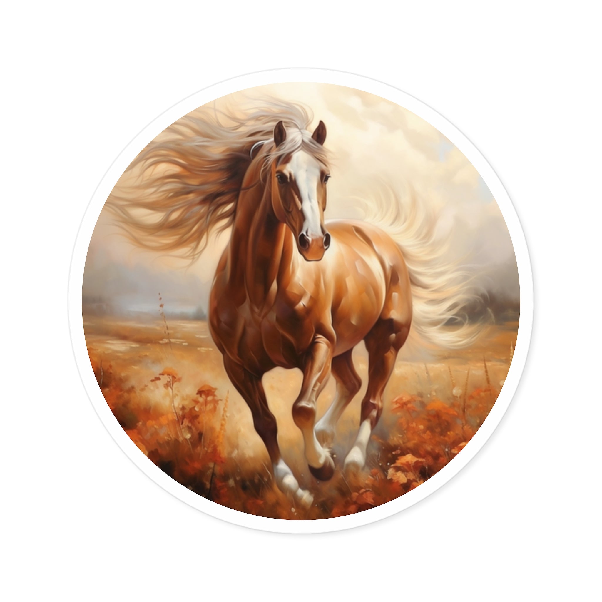 Brown Horse Running, Realistic Animal Sticker, Country Life Art, Nature Gift