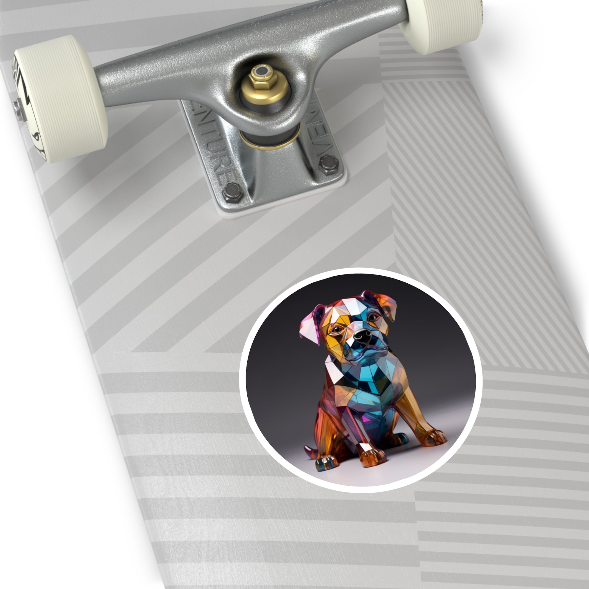 Geometric Bulldog Sticker, Glass Art Dog Design, Modern Pet Art, Unique Gift