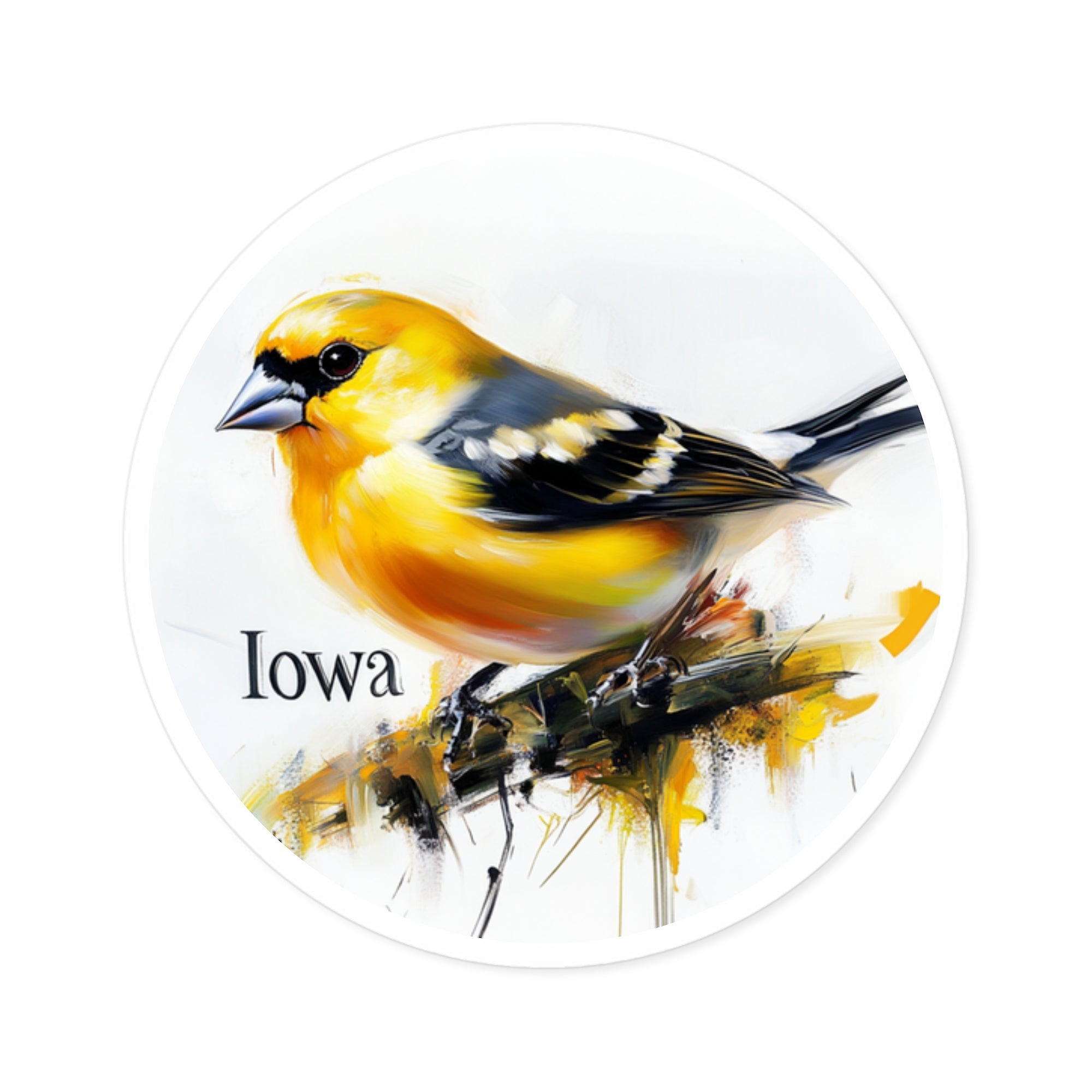 Iowa Goldfinch, Yellow Bird Sticker, Laptop or Water Bottle, State Bird Art