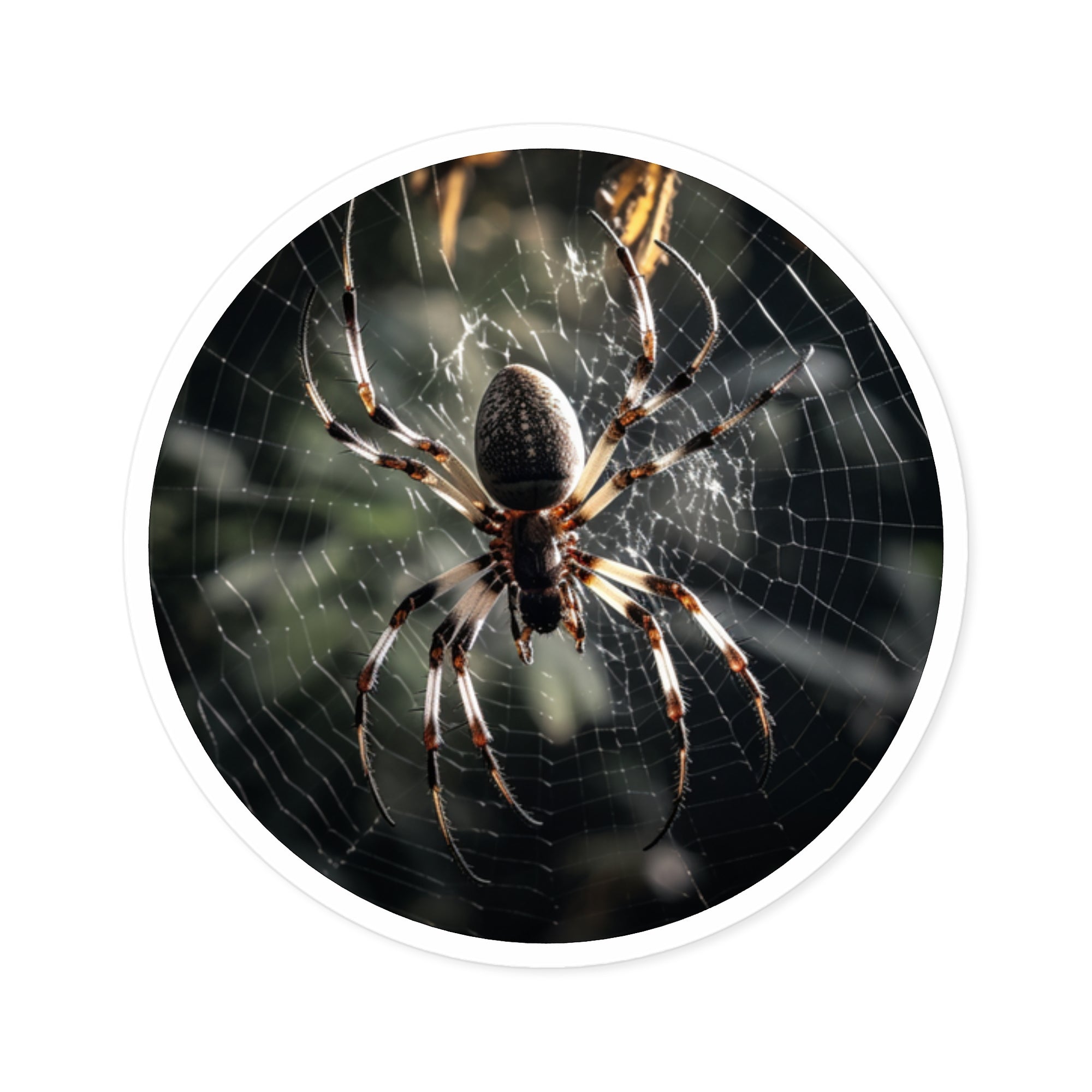 Spider on Web Sticker, Nature Macro Design, Realistic Wildlife Art, Dark Aesthetic