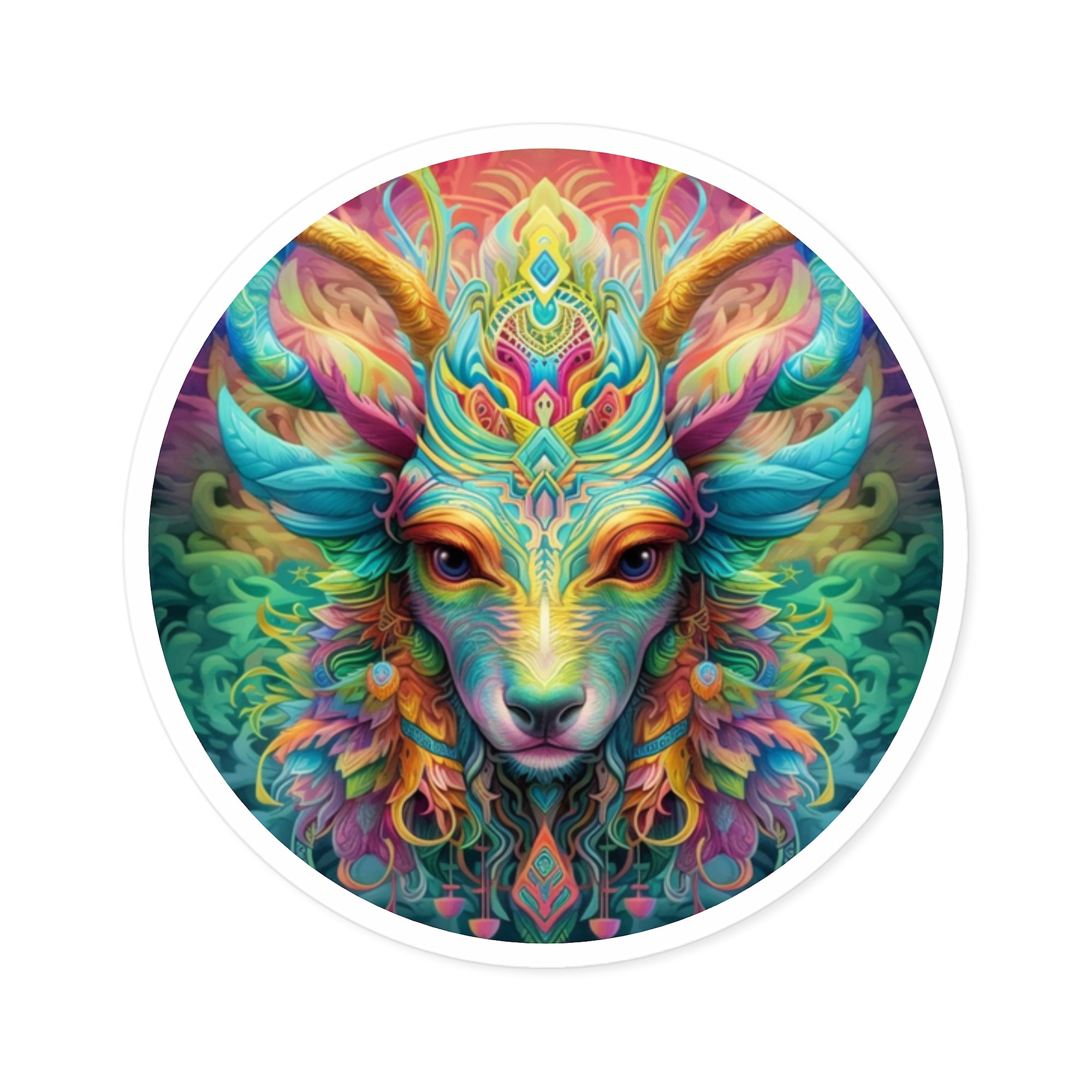 Rainbow Spirit Animal Sticker, Psychedelic Art, Fantasy Design, Trippy Creature