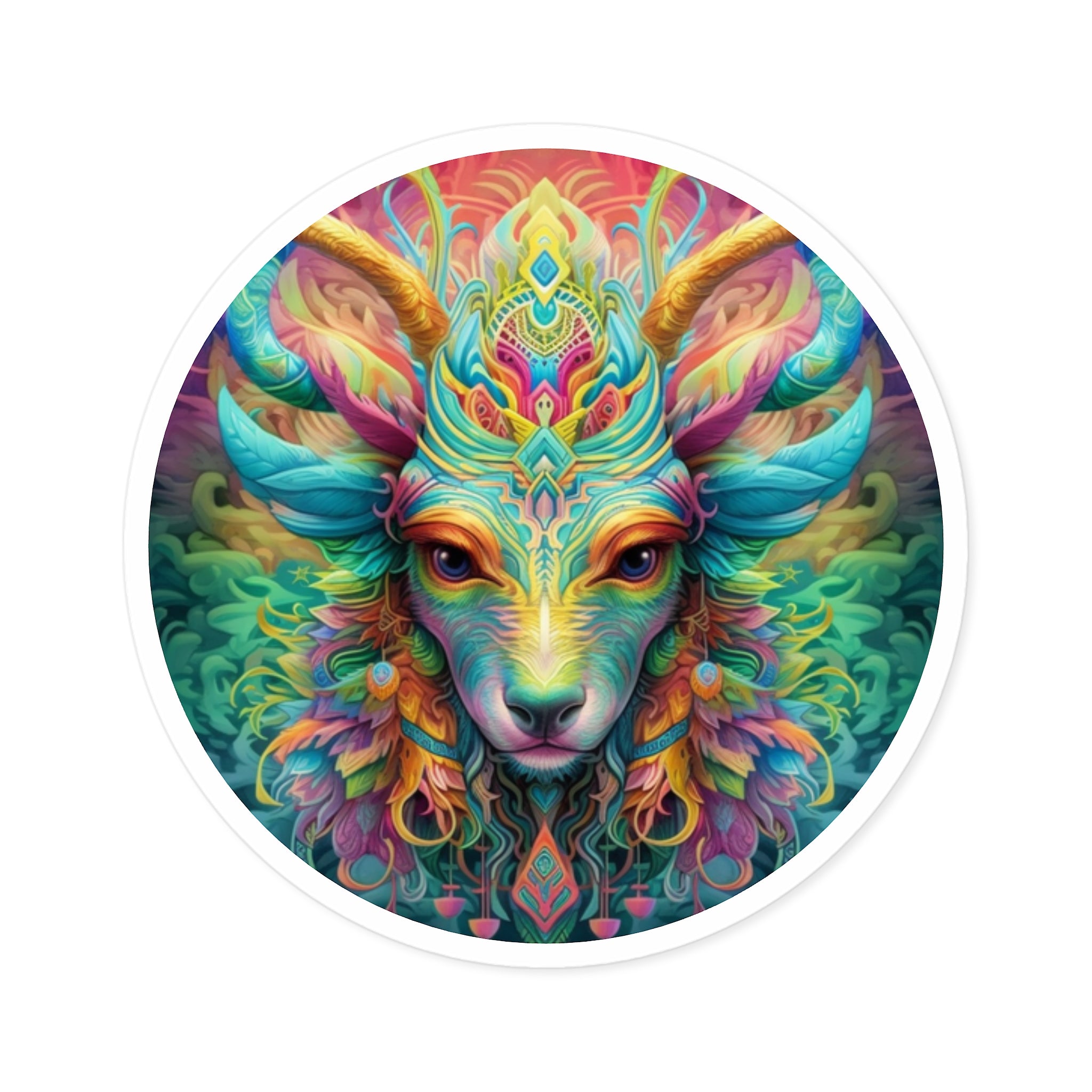 Rainbow Spirit Animal Sticker, Psychedelic Art, Fantasy Design, Trippy Creature
