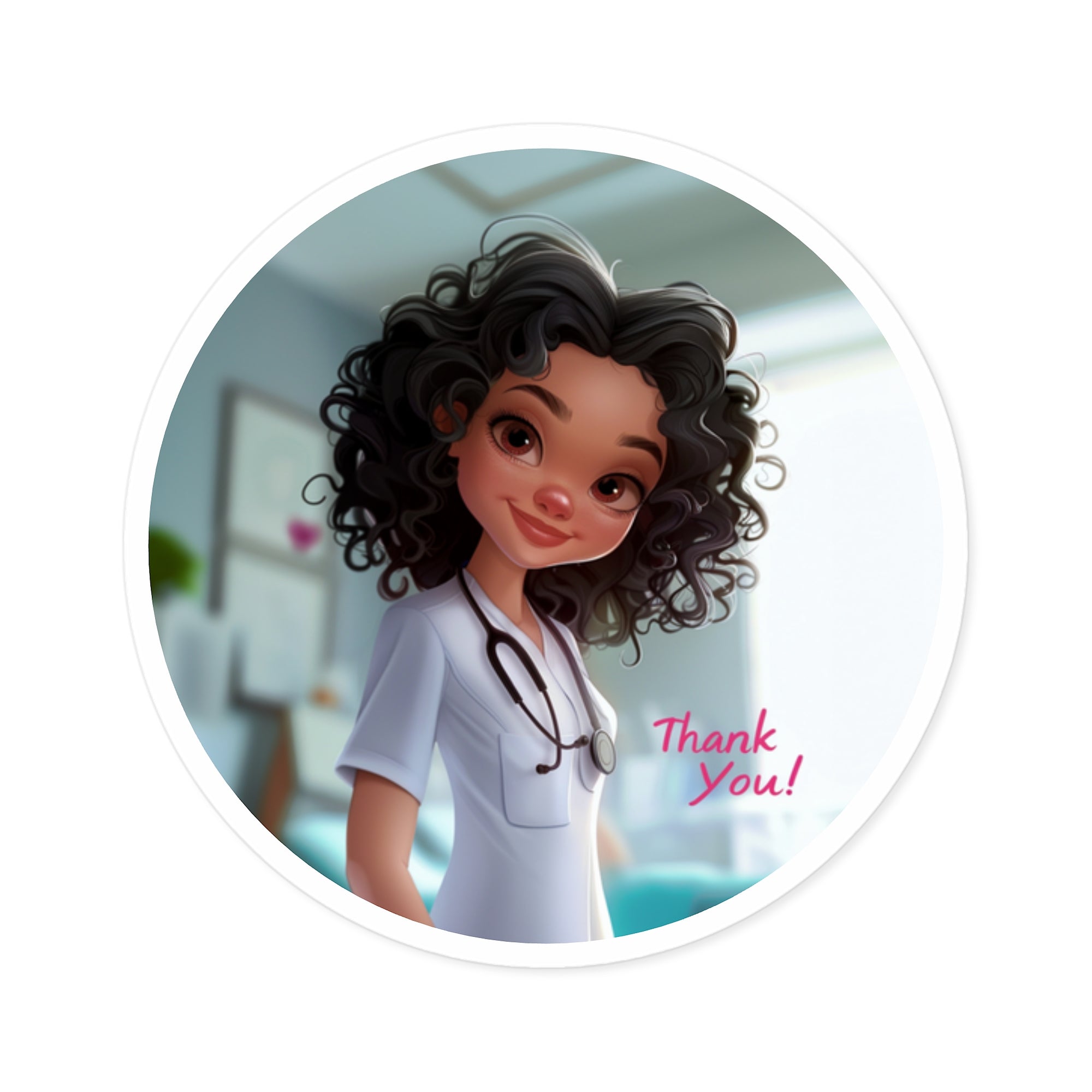 Nurse Thank You Sticker, Cartoon Style Art, Medical Appreciation, Gift